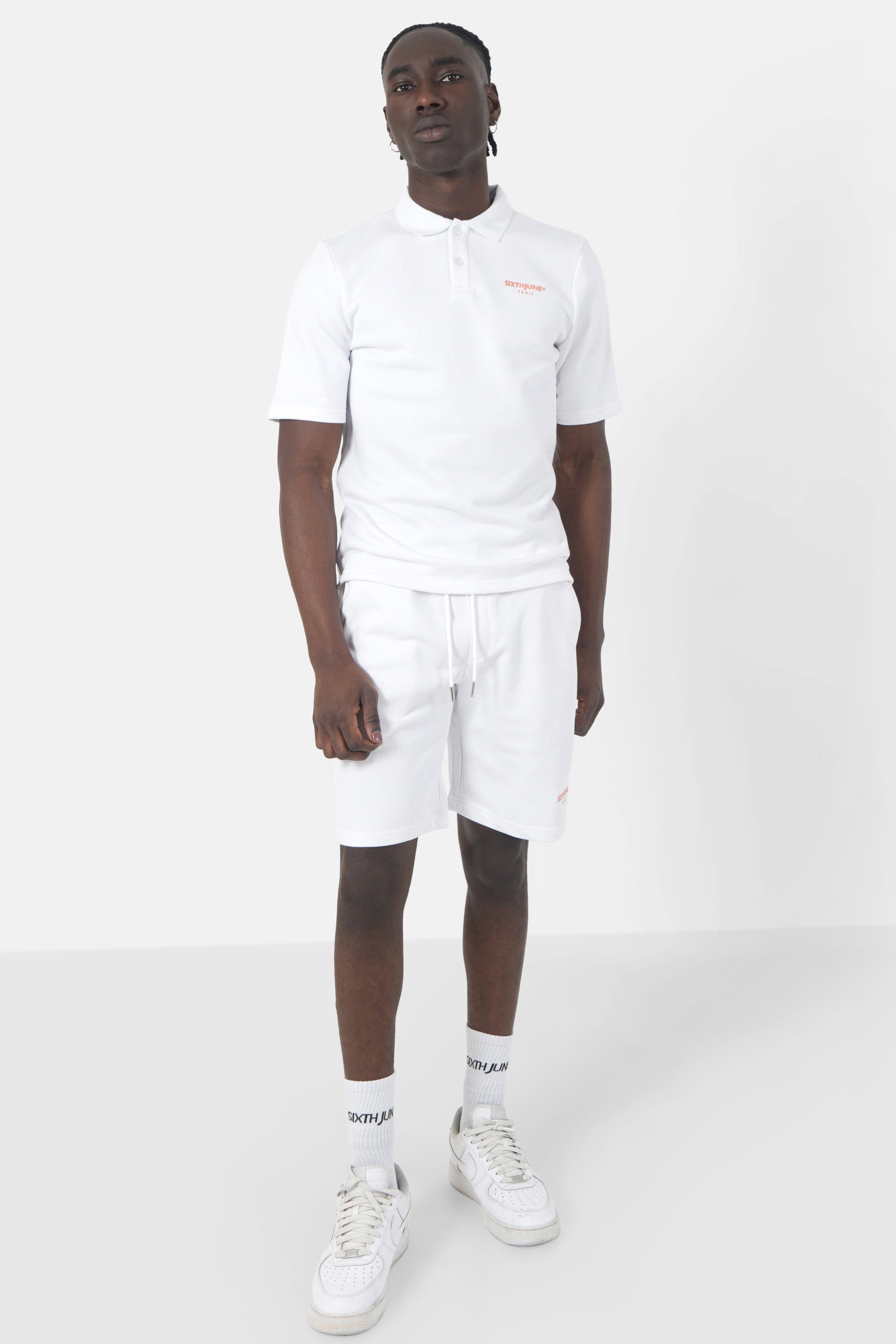 Polo logo brodé Blanc