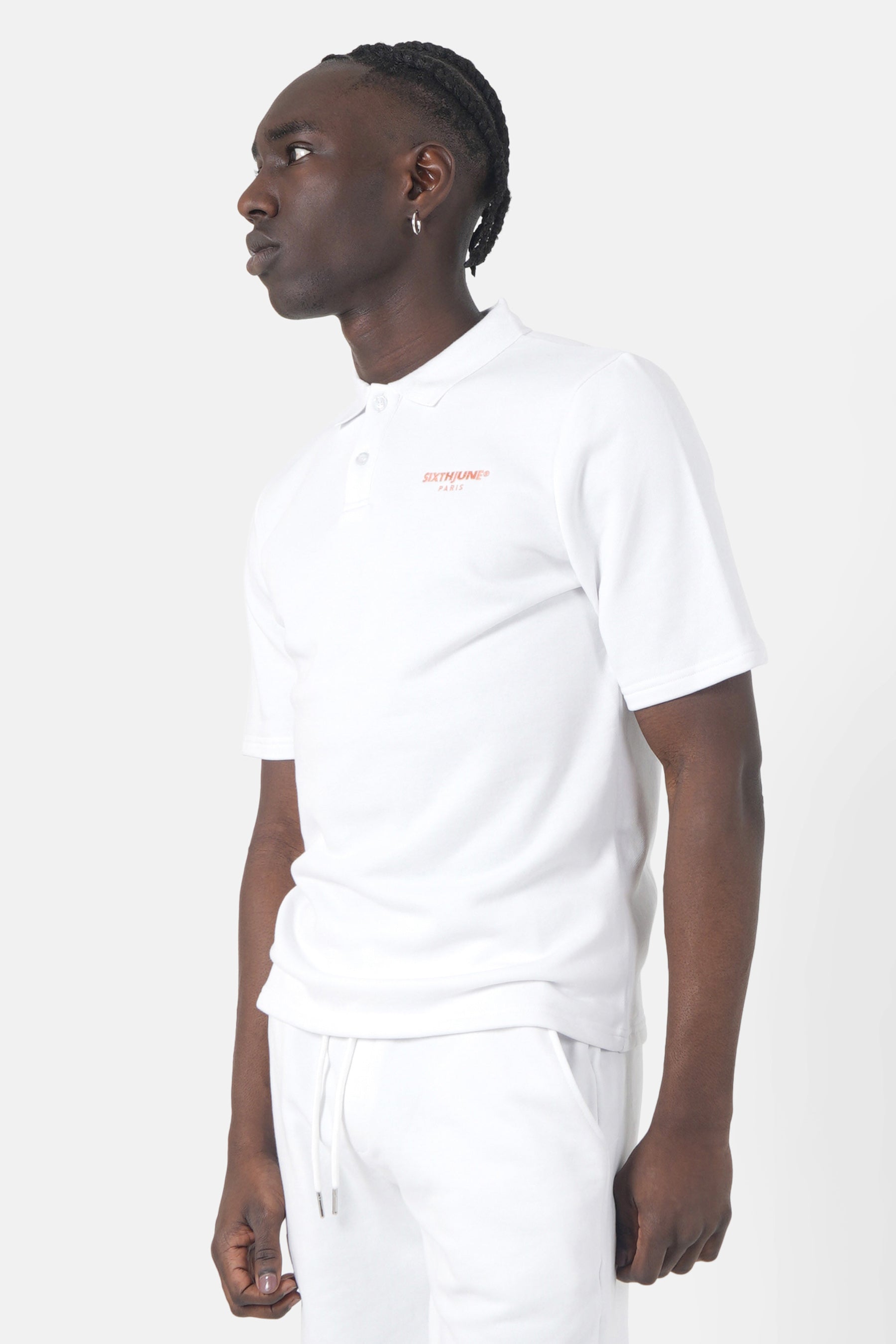 Polo logo brodé Blanc