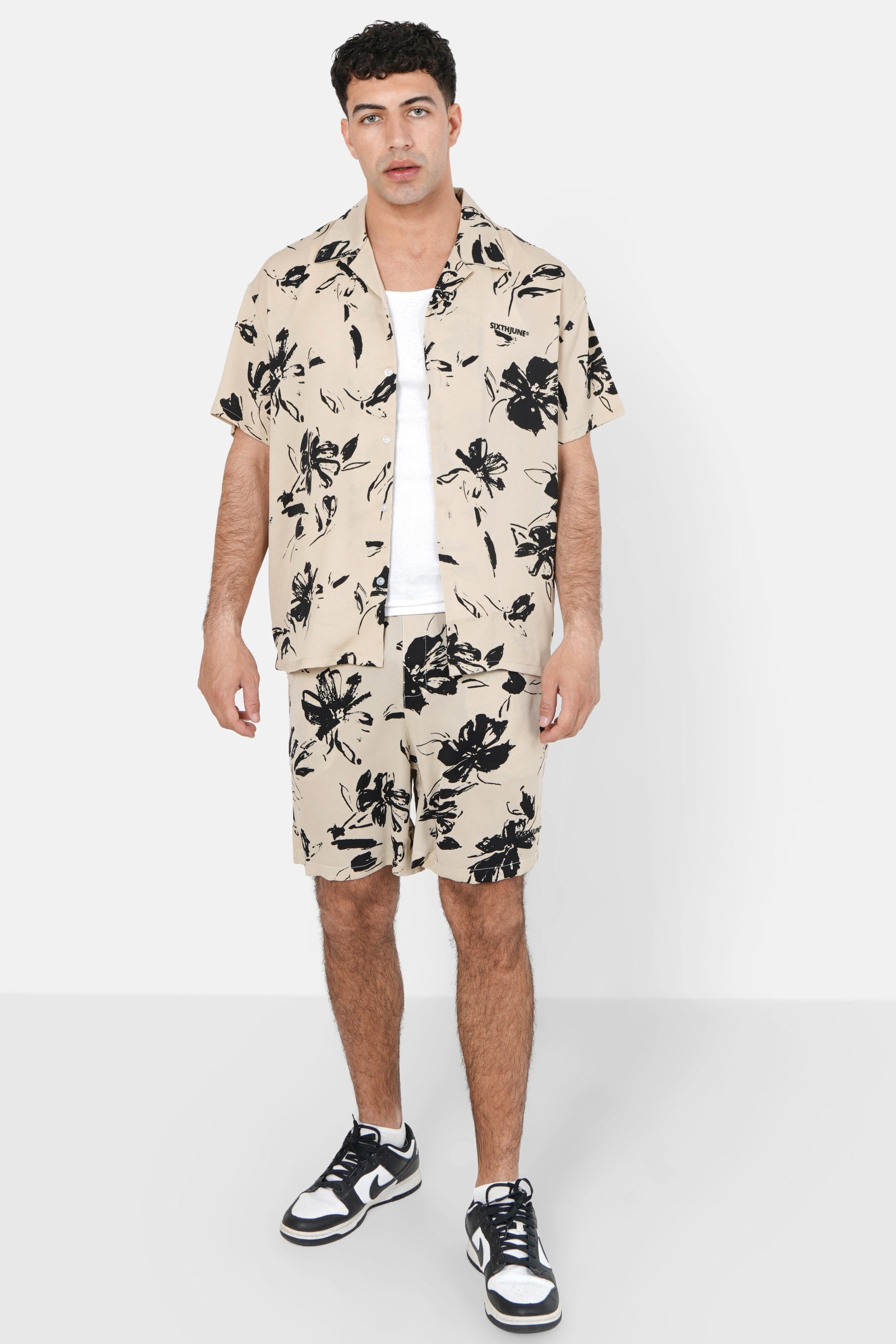 Floral print shirt Black