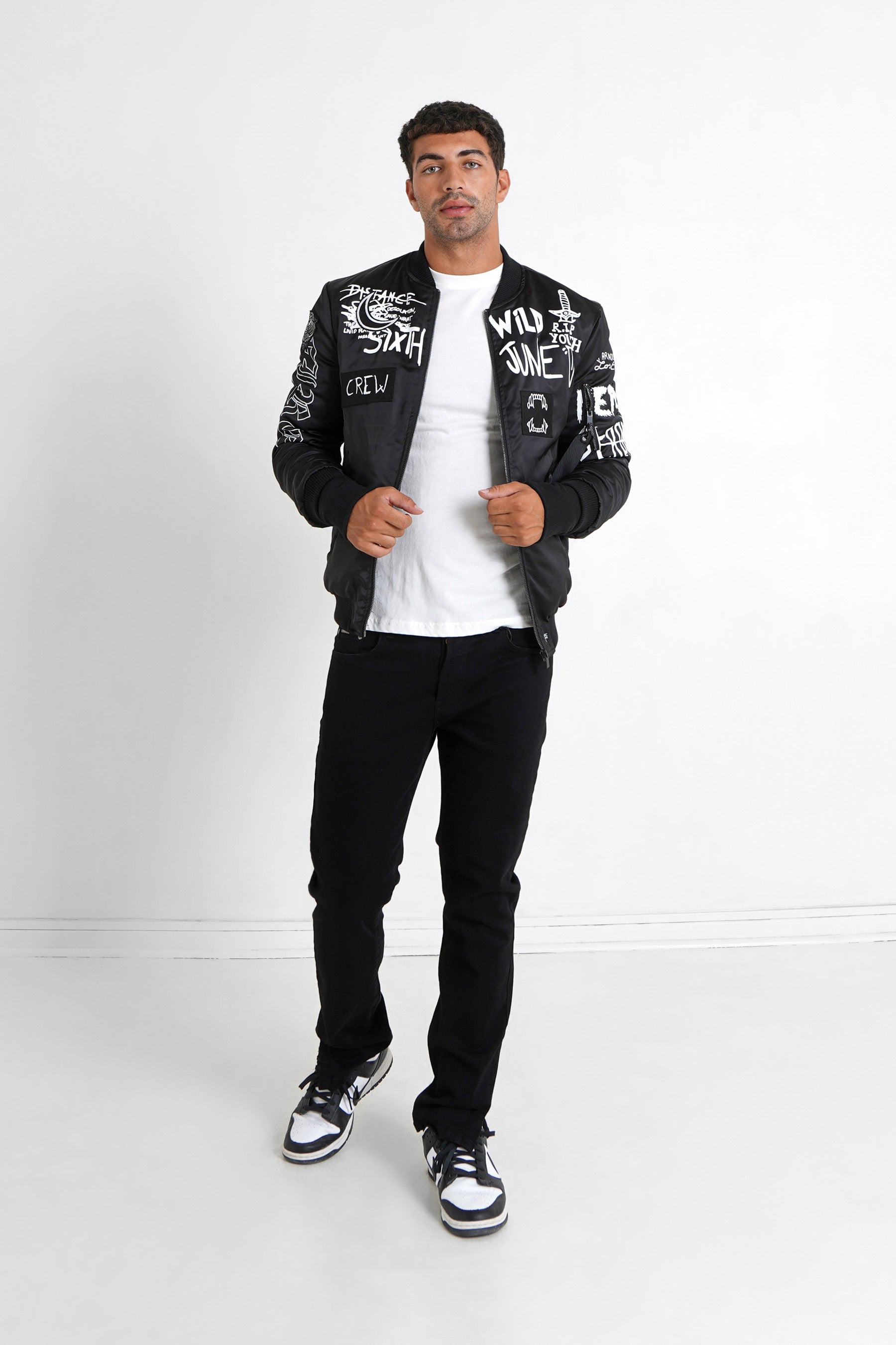 Sixth June - Bomber imprimé Crew noir