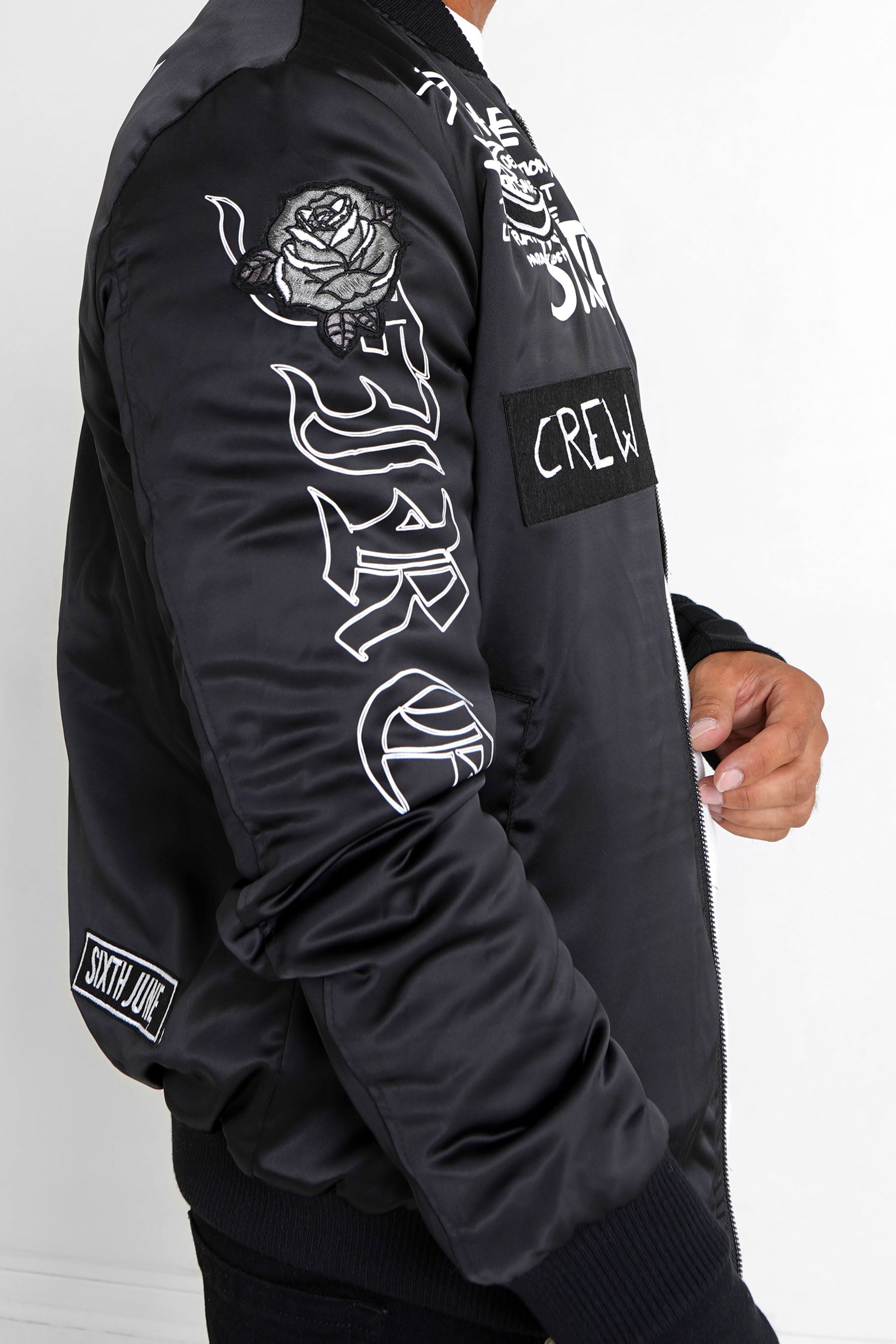 Sixth June - Bomber imprimé Crew noir