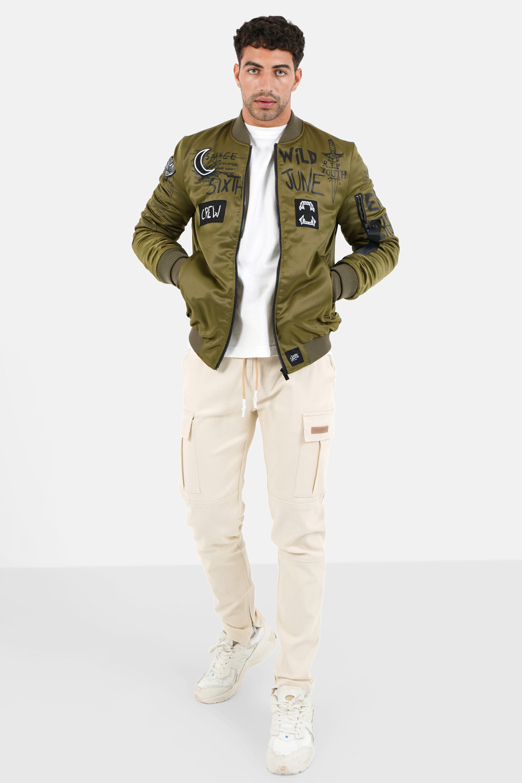 Sixth June - Bomber imprimé Crew Vert kaki