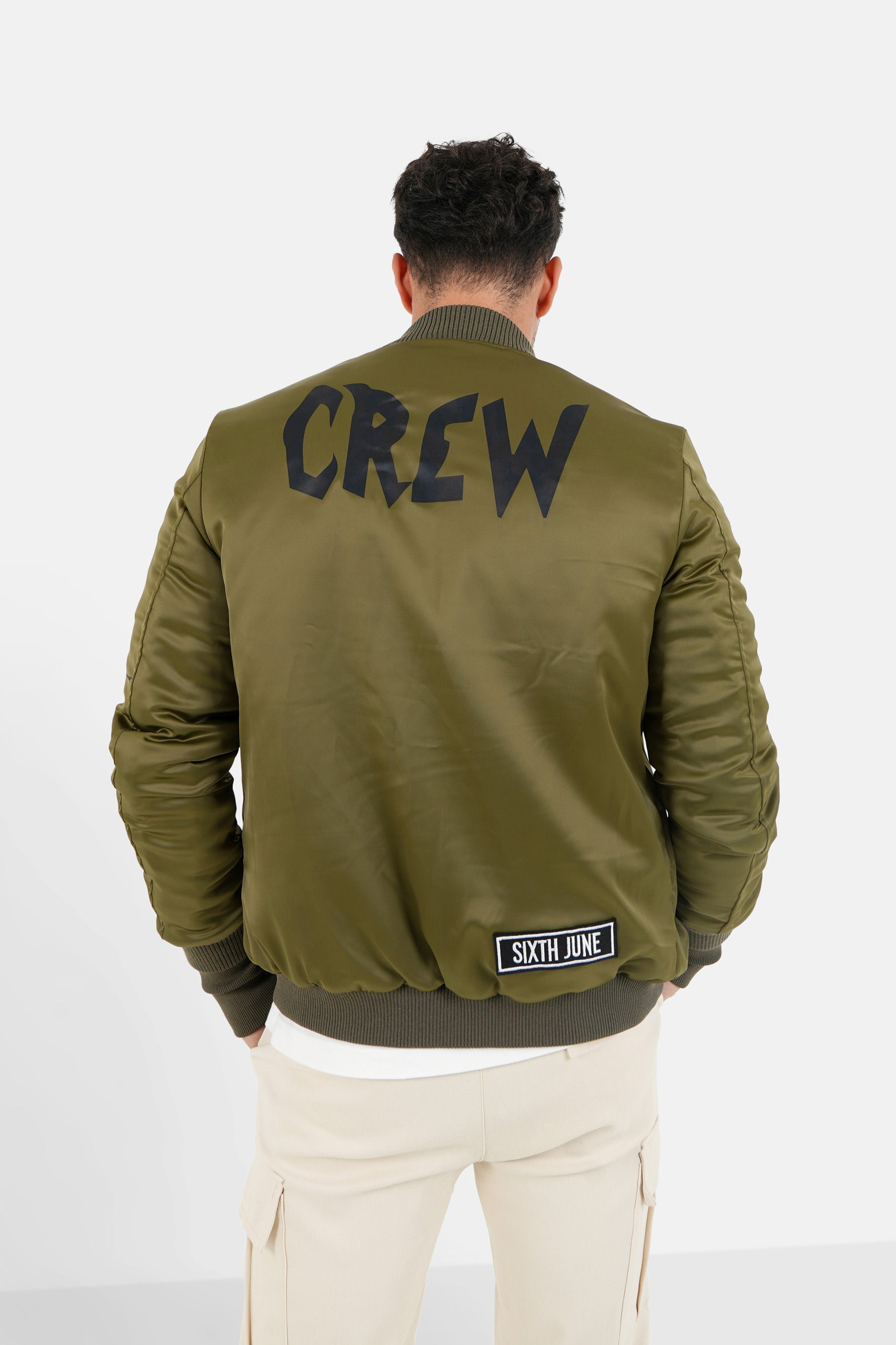 Sixth June - Bomber imprimé Crew Vert kaki