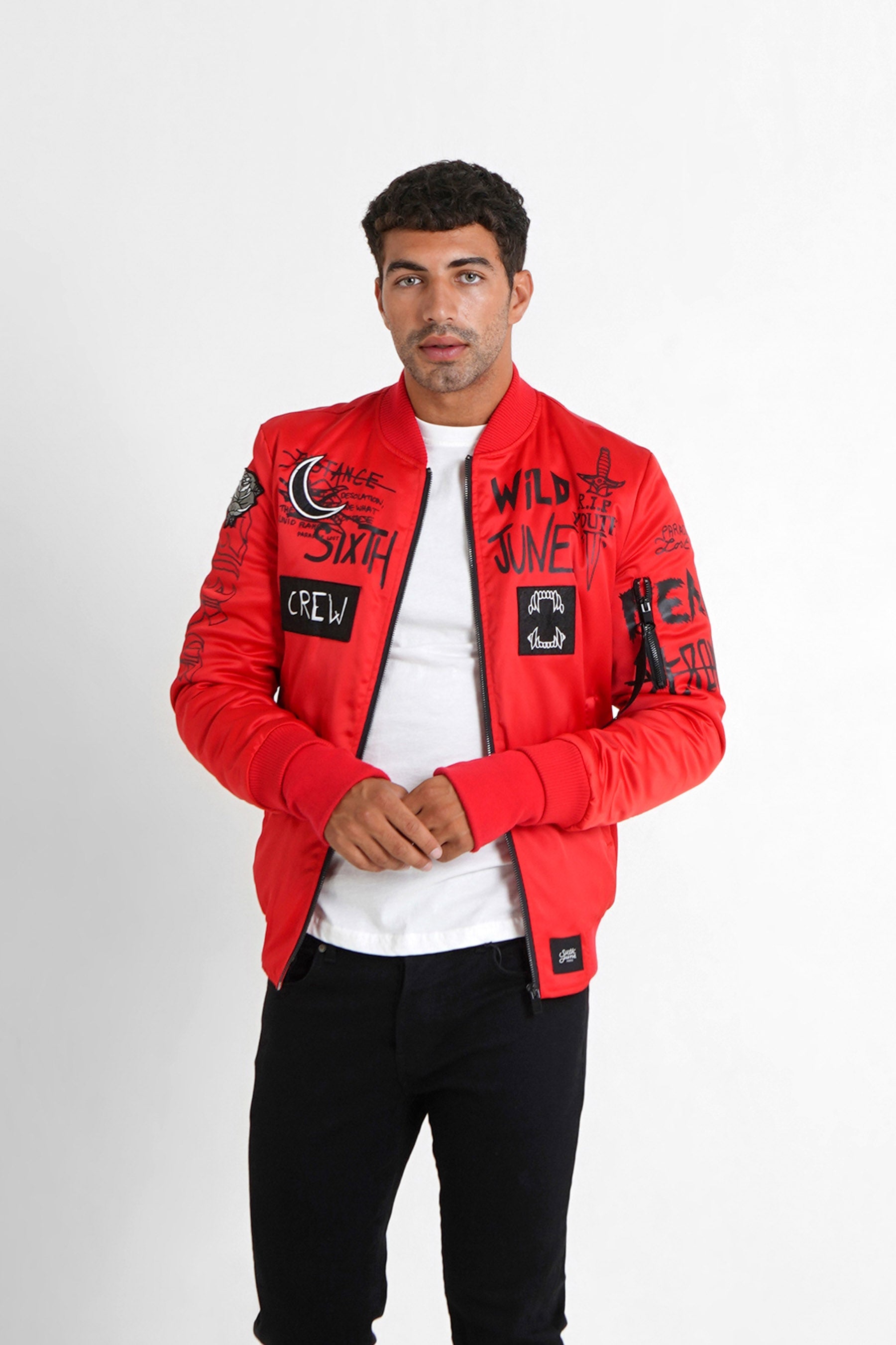 Sixth June - Bomber imprimé Crew Rouge