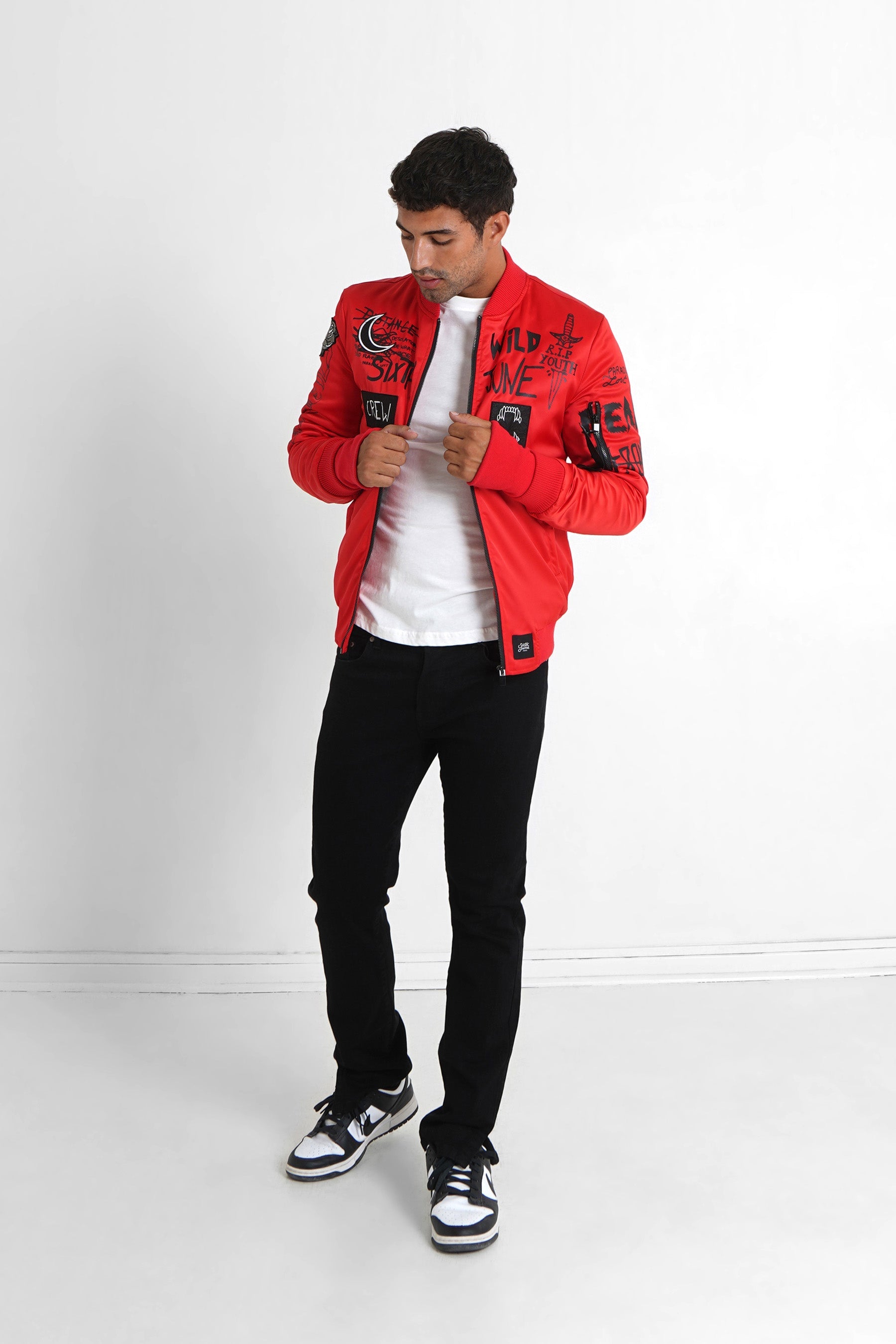 Sixth June - Bomber imprimé Crew Rouge