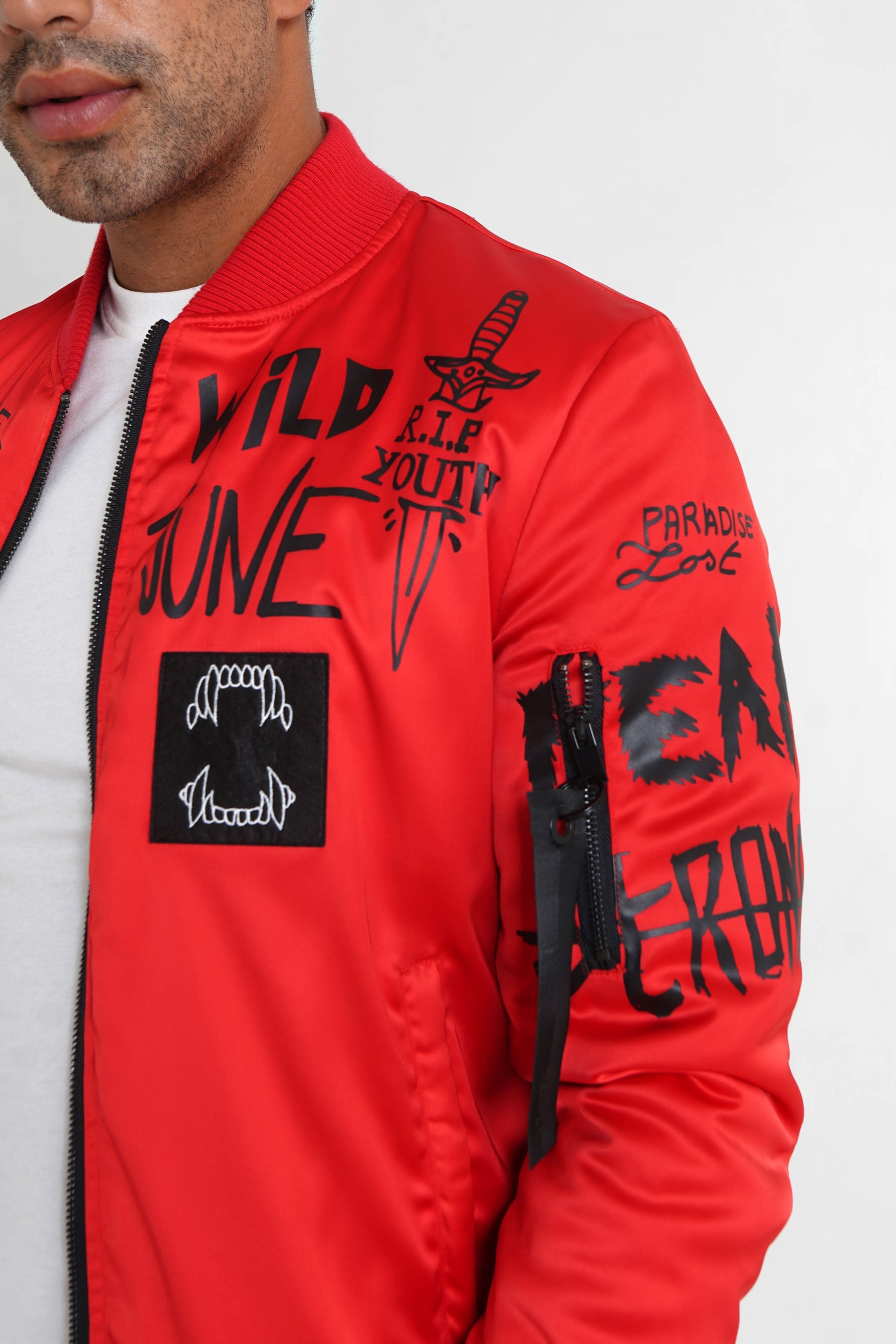 Sixth June - Bomber imprimé Crew Rouge