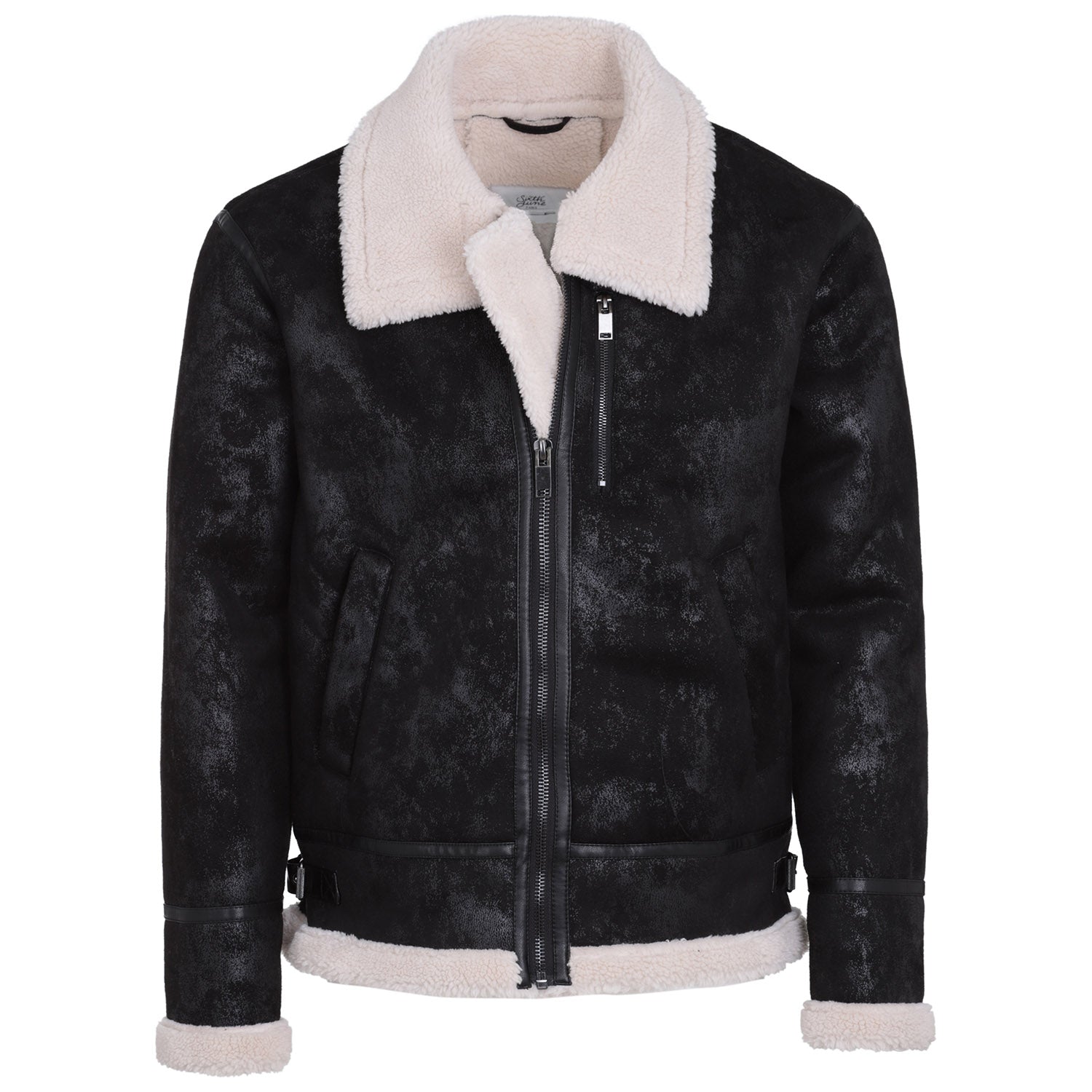 Sixth June - Veste aviateur revers faux mouton Noir-Blanc