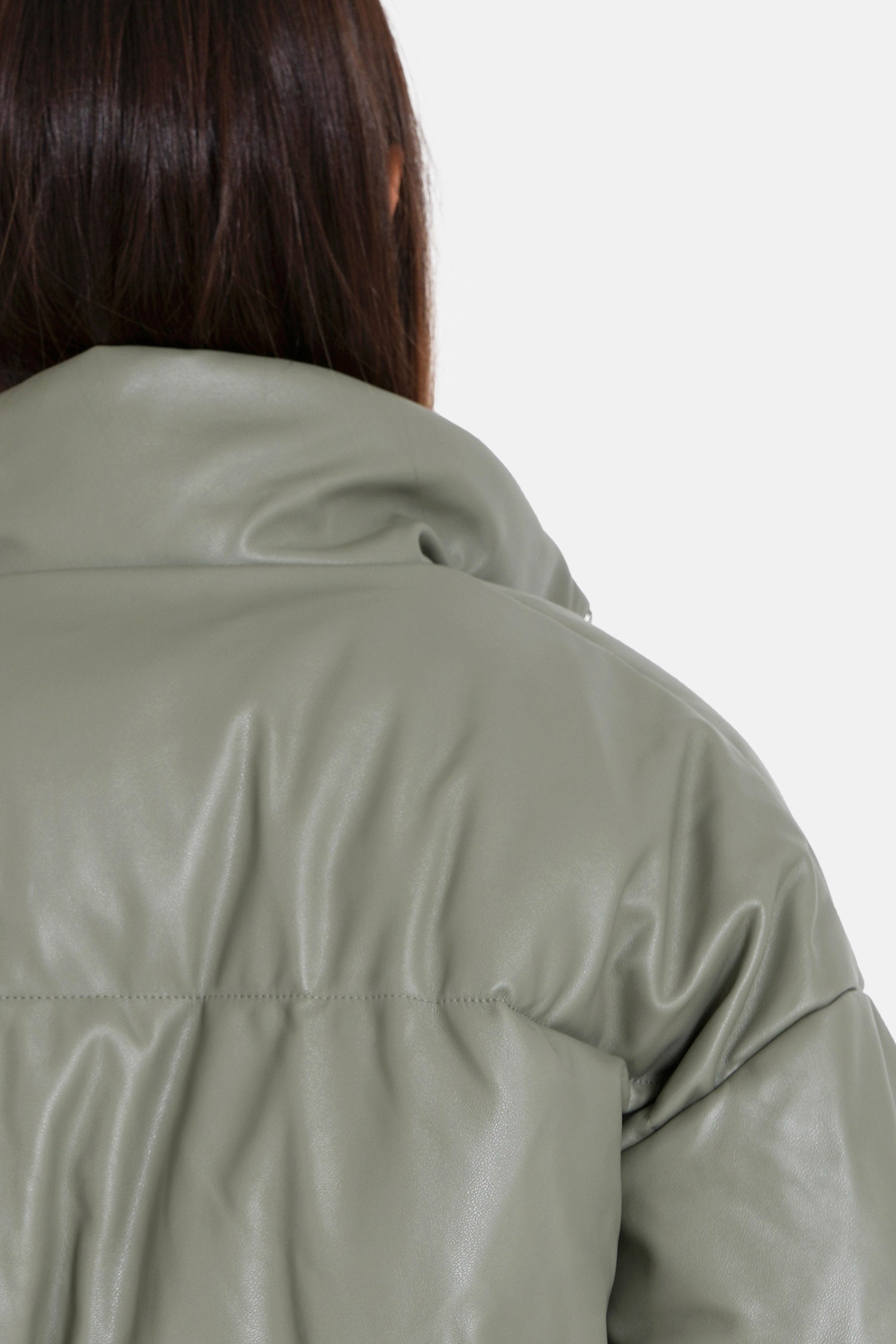 Sixth June - Doudoune courte simili cuir Vert