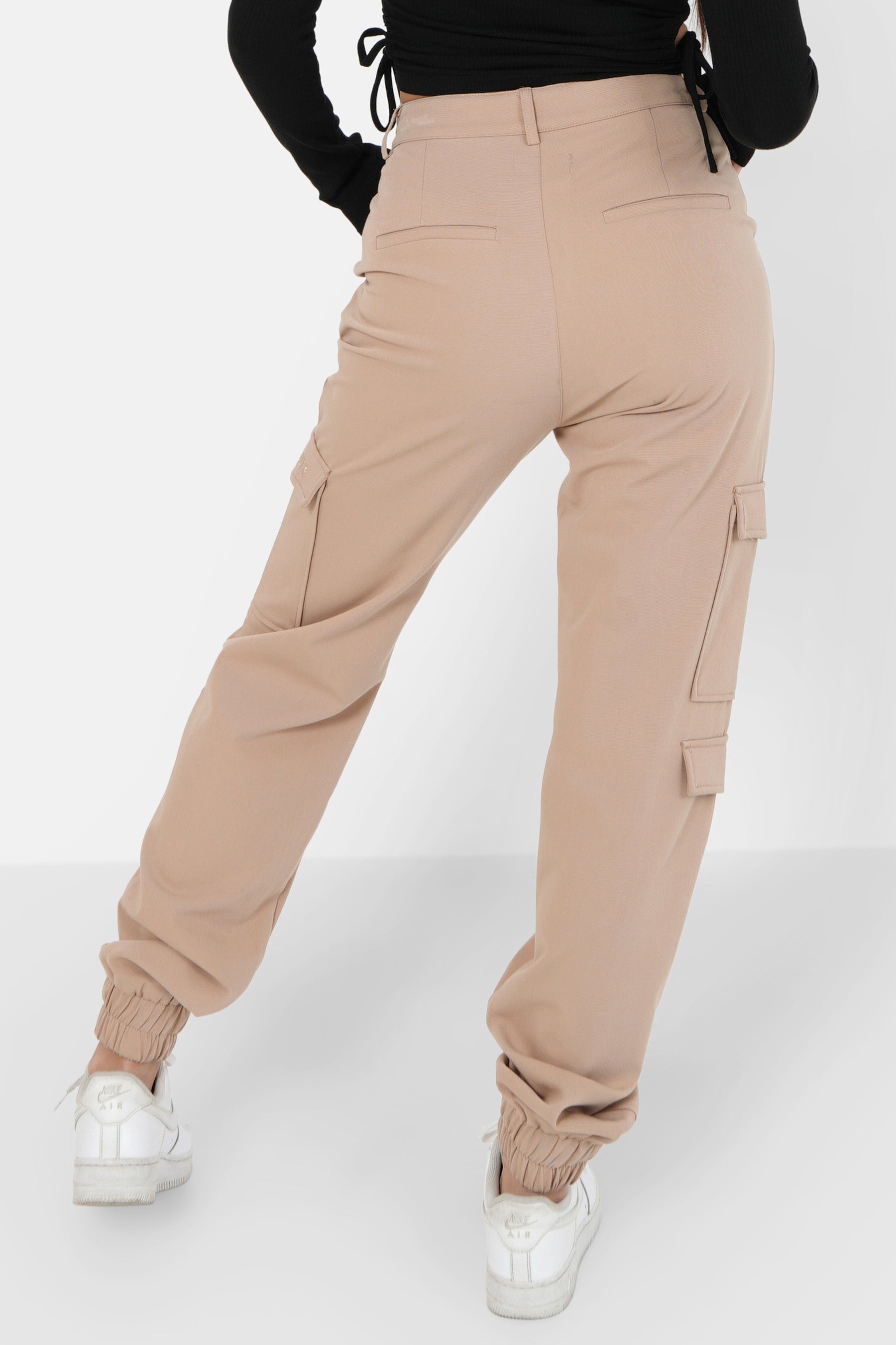 Embroidered cargo pants Beige