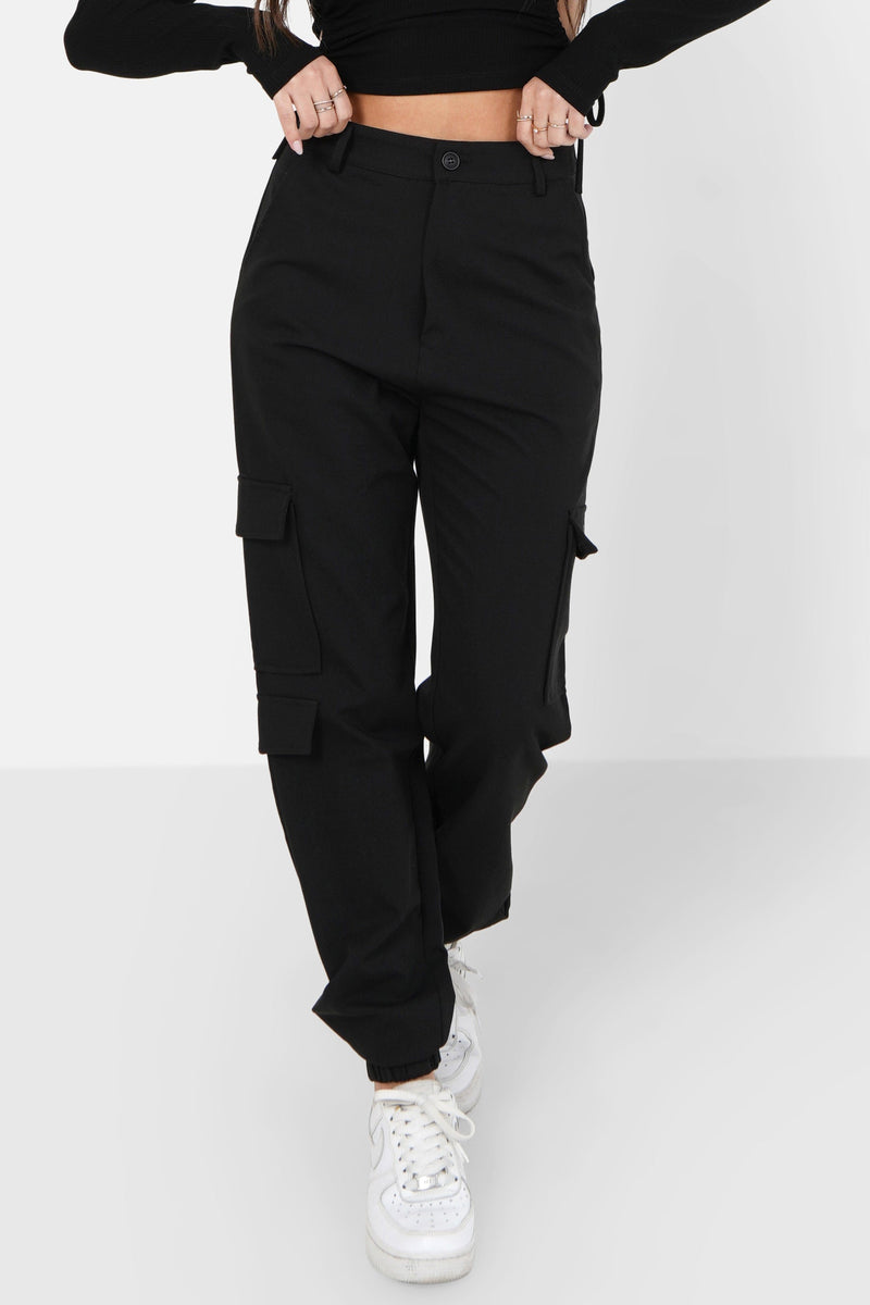 Pantalon cargo logo brodé Noir