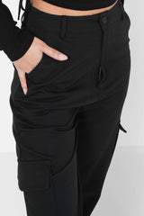 Pantalon cargo logo brodé Noir