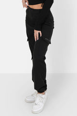 Embroidered cargo pants Black