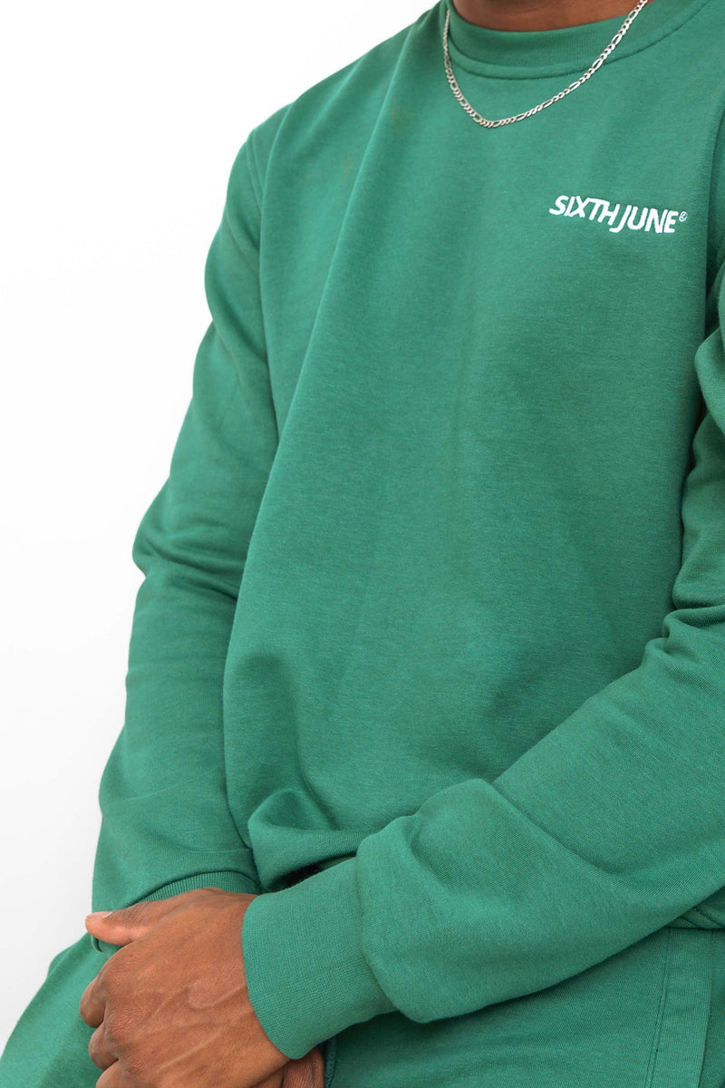 Sixth June - Sweatshirt soft logo brodé Vert foncé