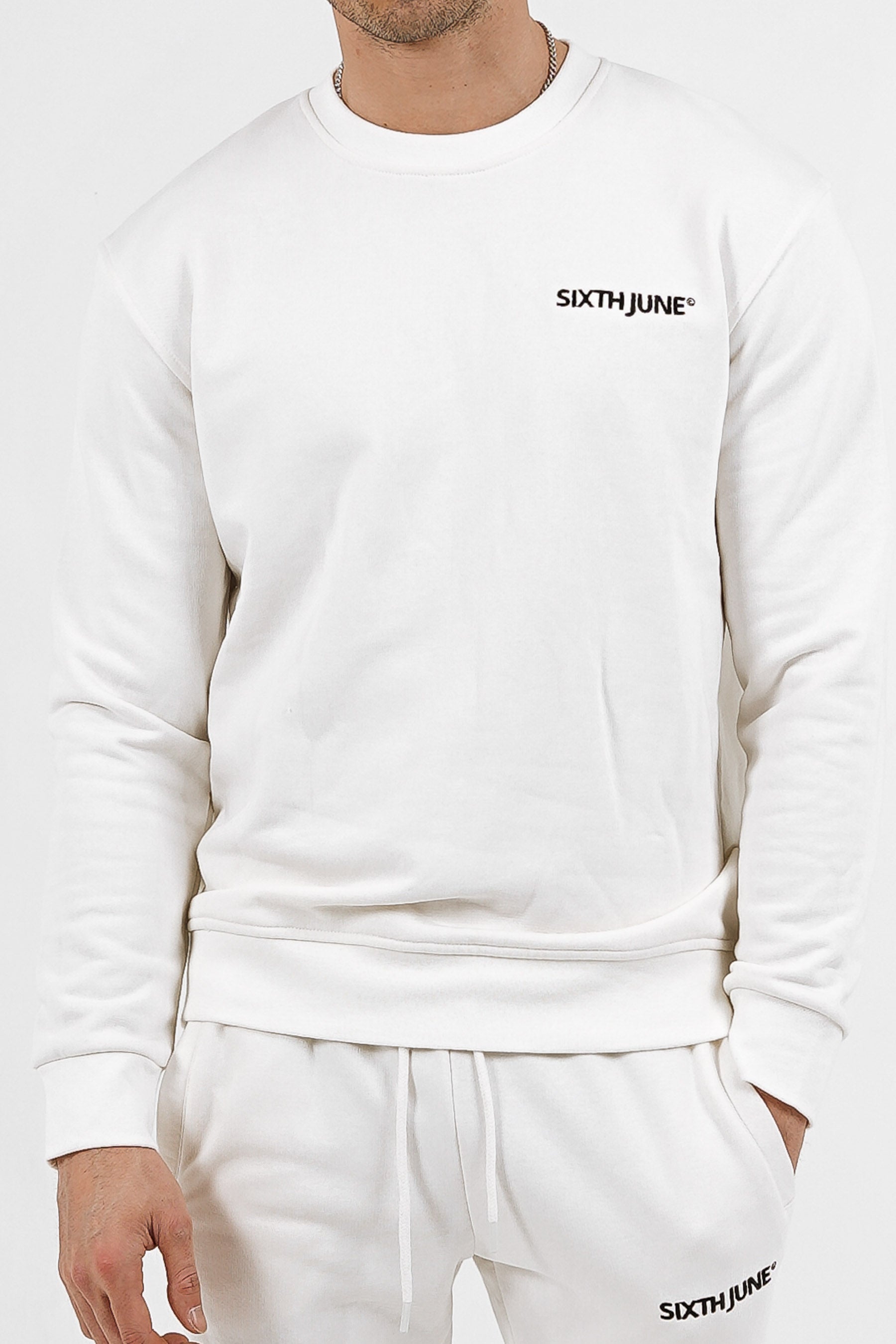 Sixth June - Sweatshirt soft logo brodé Blanc