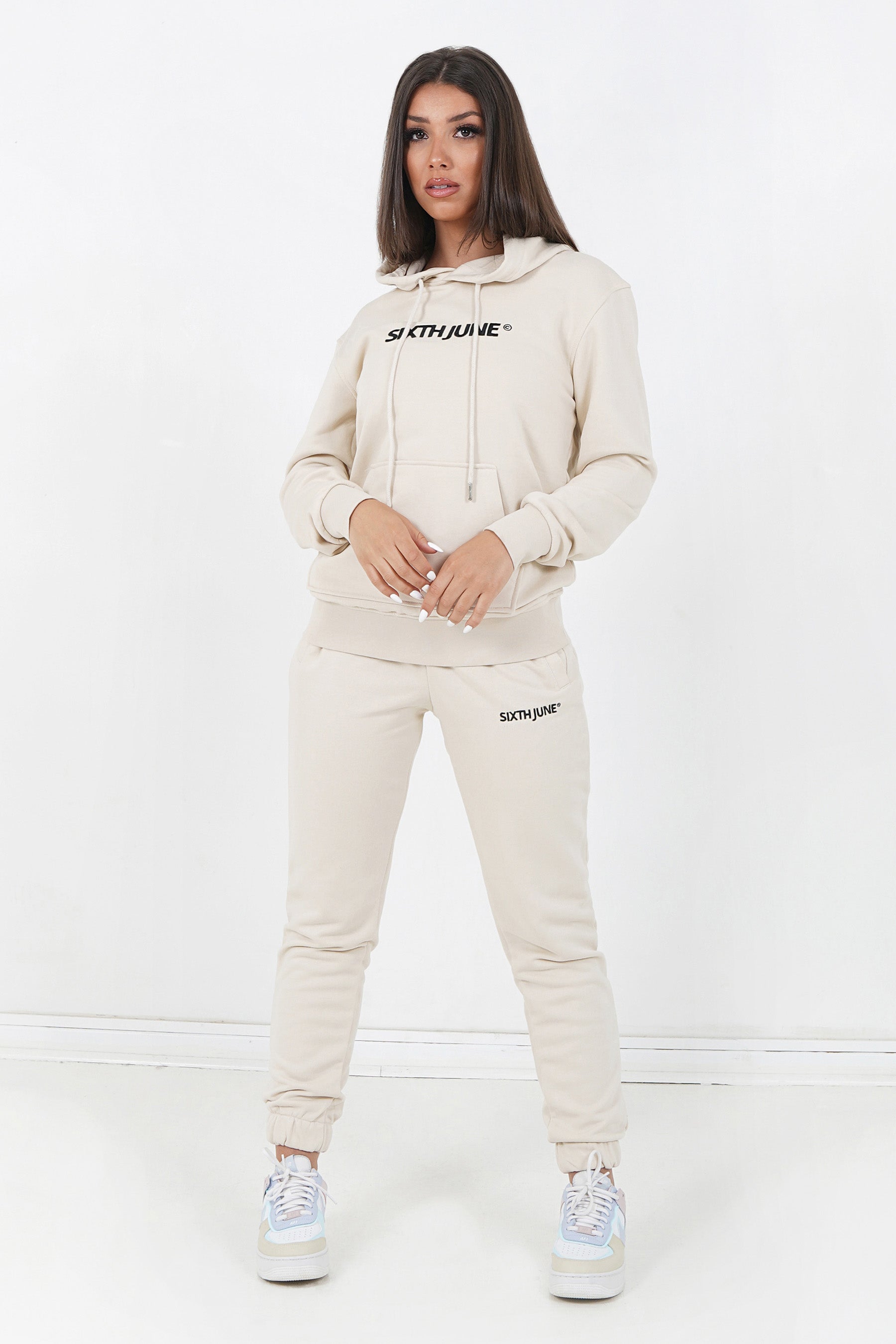 Sixth June - Jogging soft logo brodé Beige clair