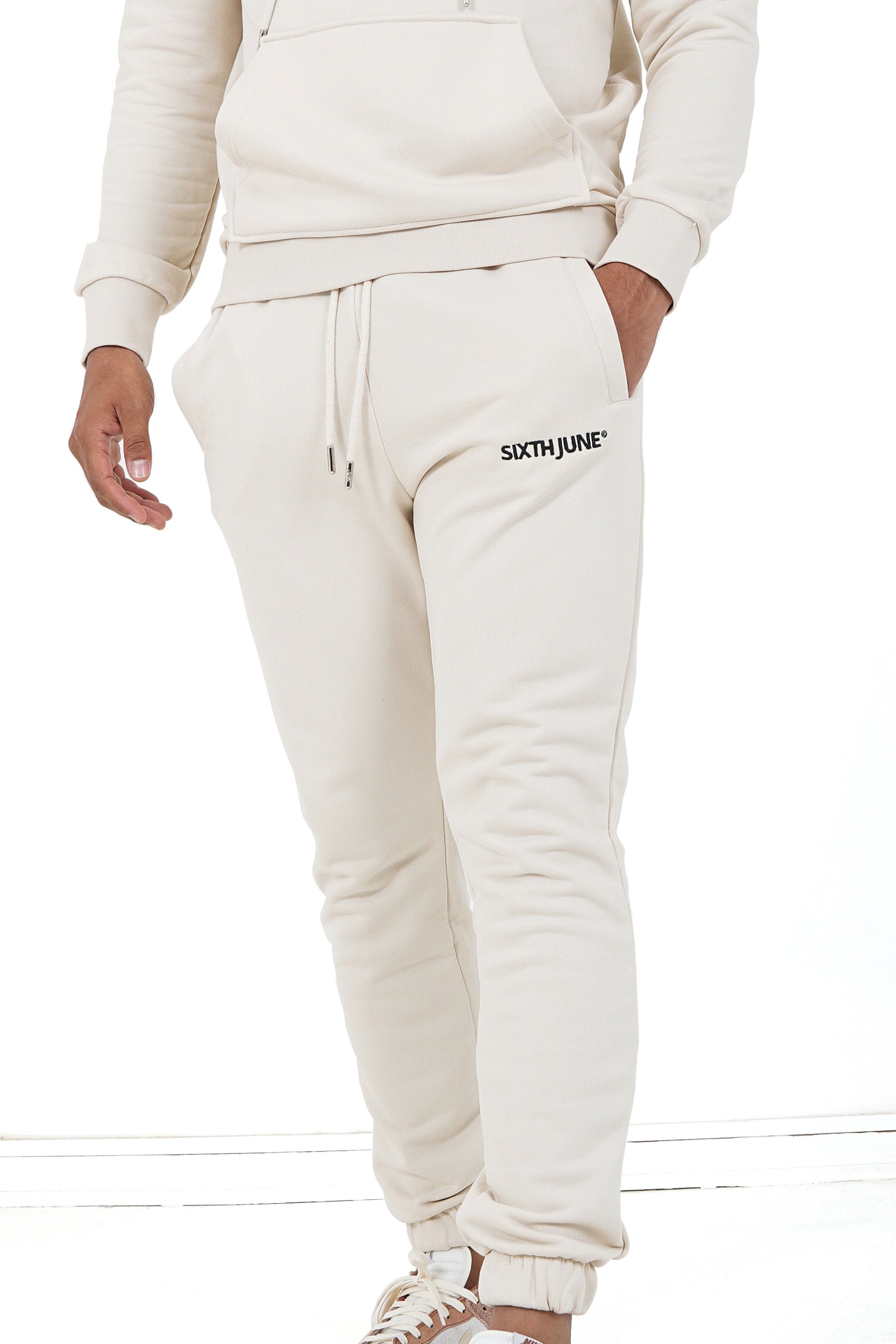 Sixth June - Jogging soft logo brodé Beige clair