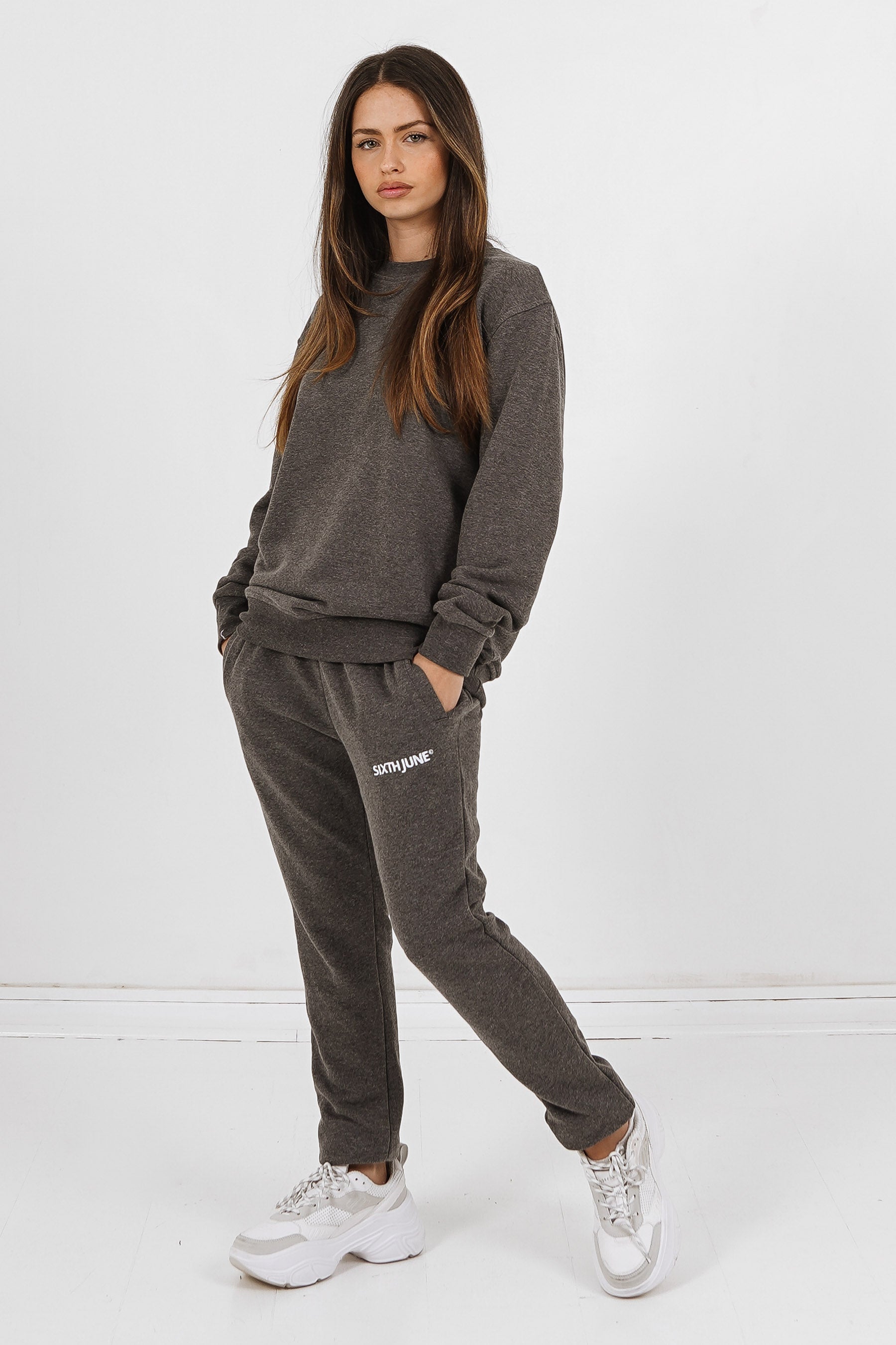 Sixth June - Jogging + sweat logo brodé Gris foncé