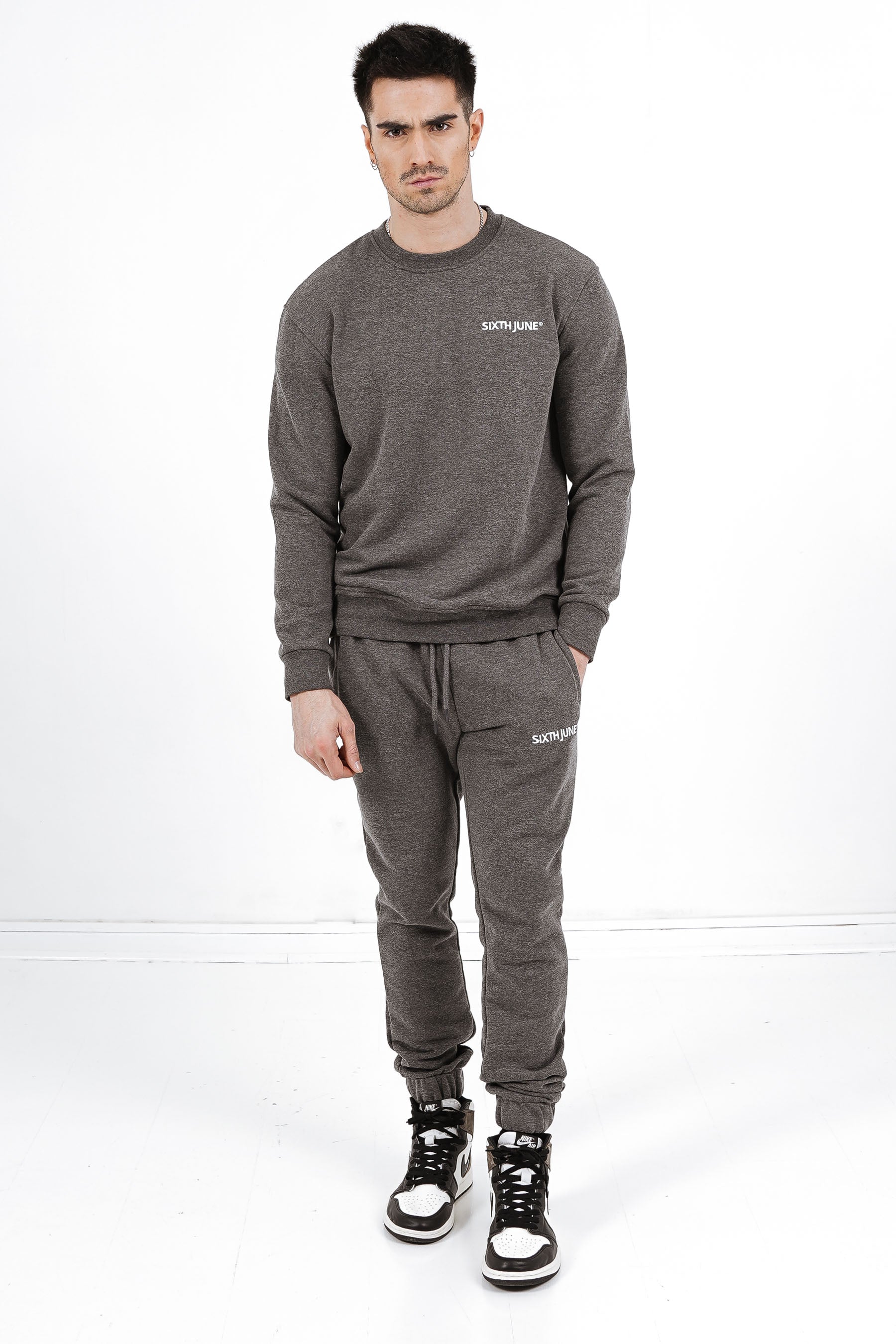 Sixth June - Jogging + sweat logo brodé Gris foncé