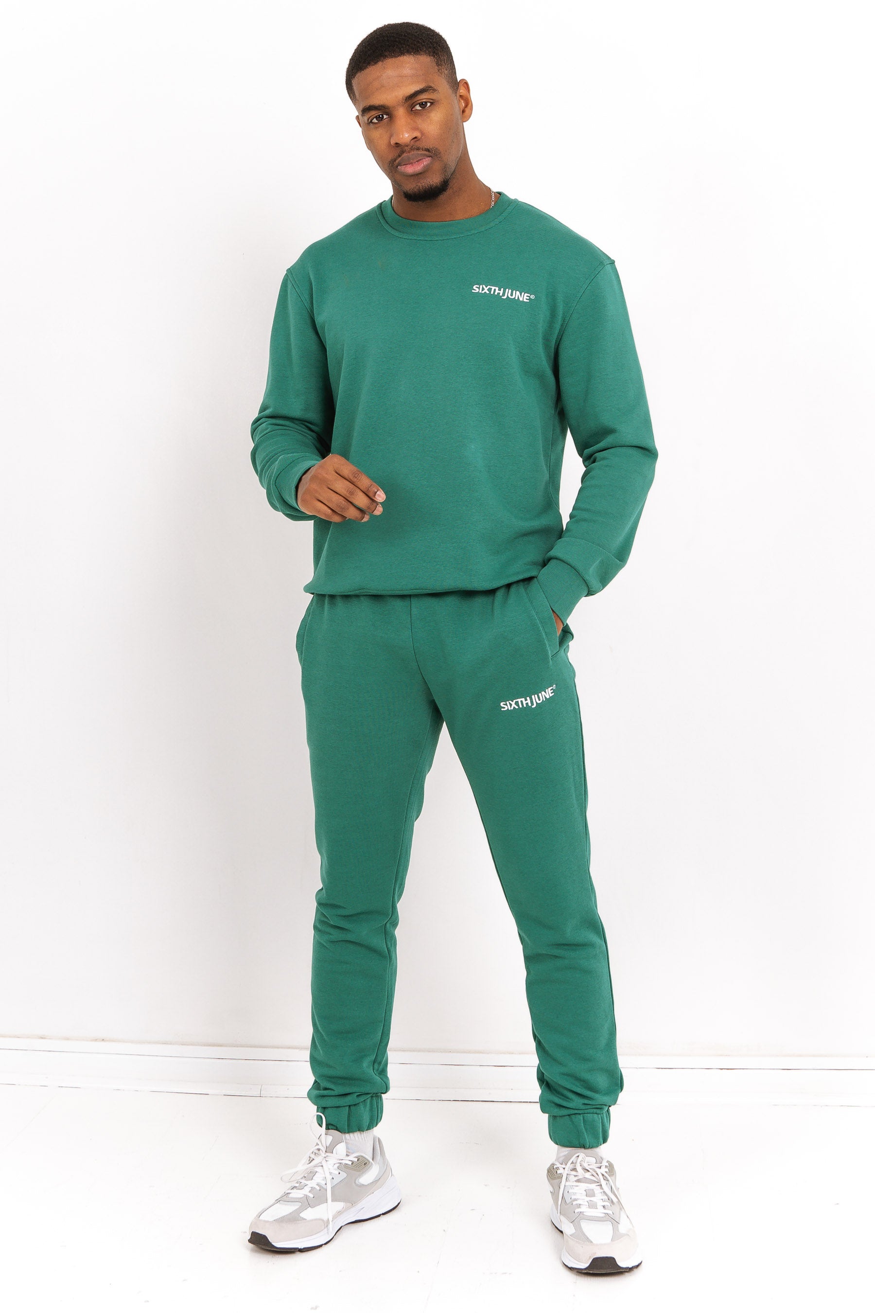Sixth June - Jogging + sweat logo brodé Vert foncé
