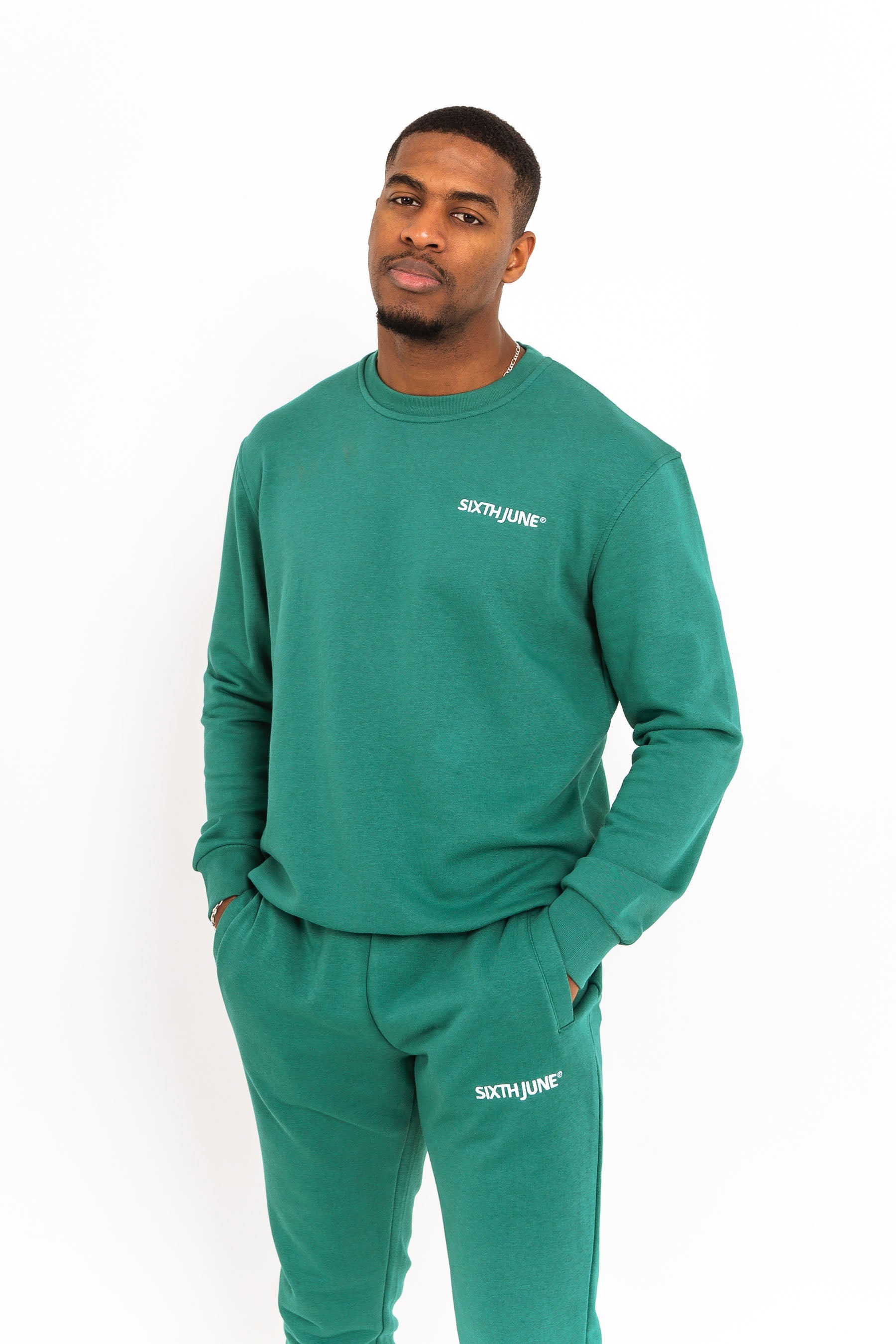 Sixth June - Jogging + sweat logo brodé Vert foncé
