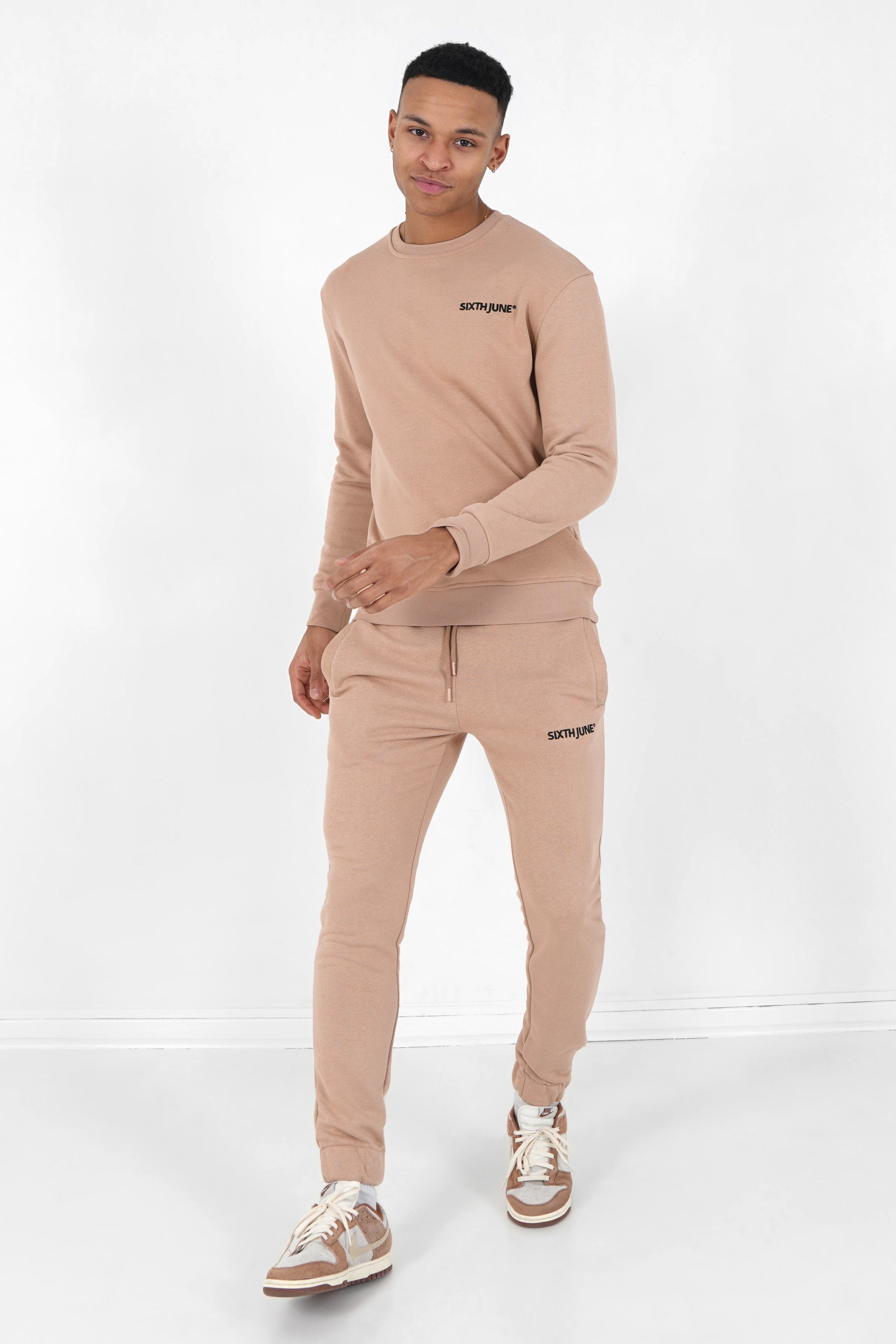 Sixth June - Jogging + sweat logo brodé Beige