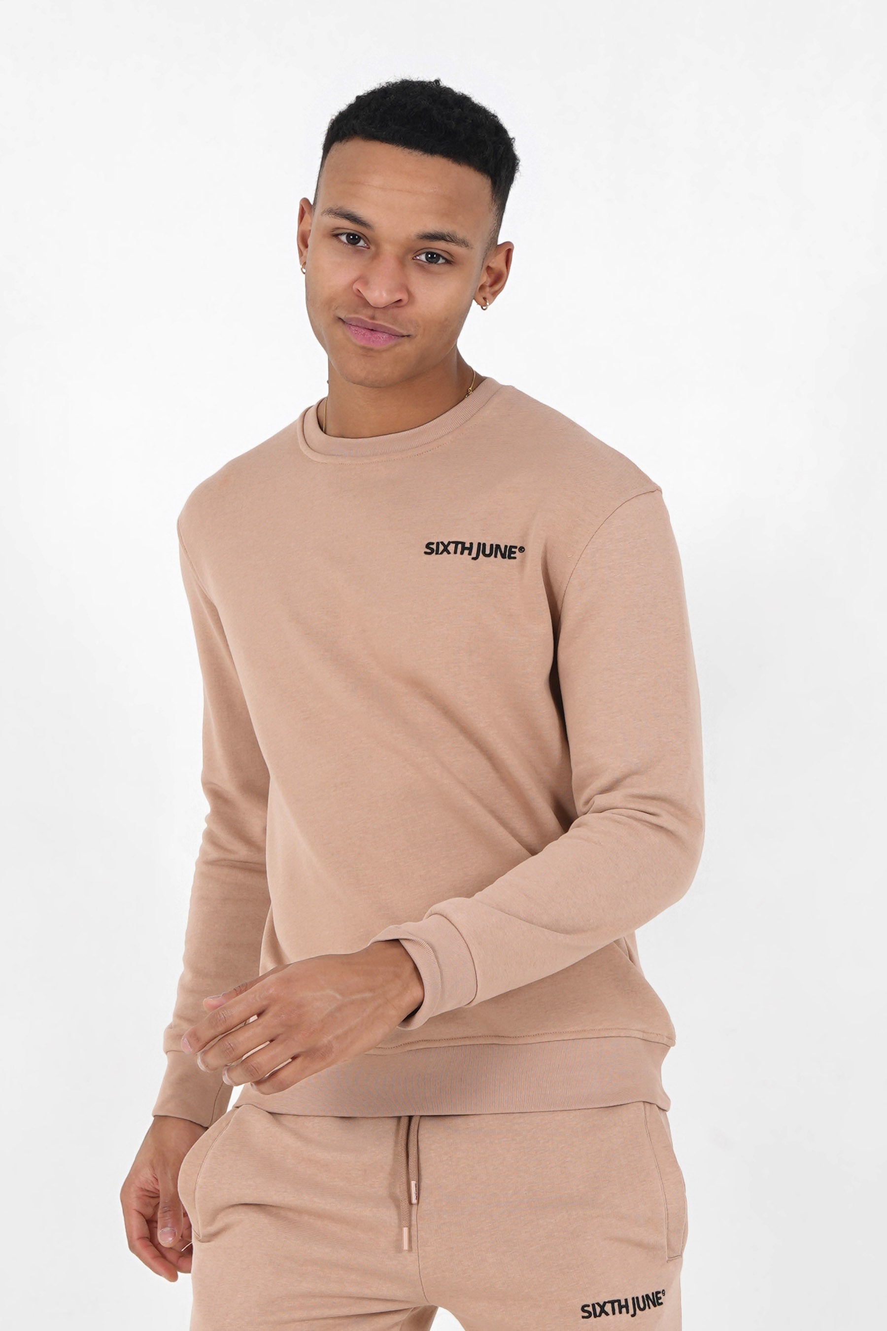Sixth June - Jogging + sweat logo brodé Beige