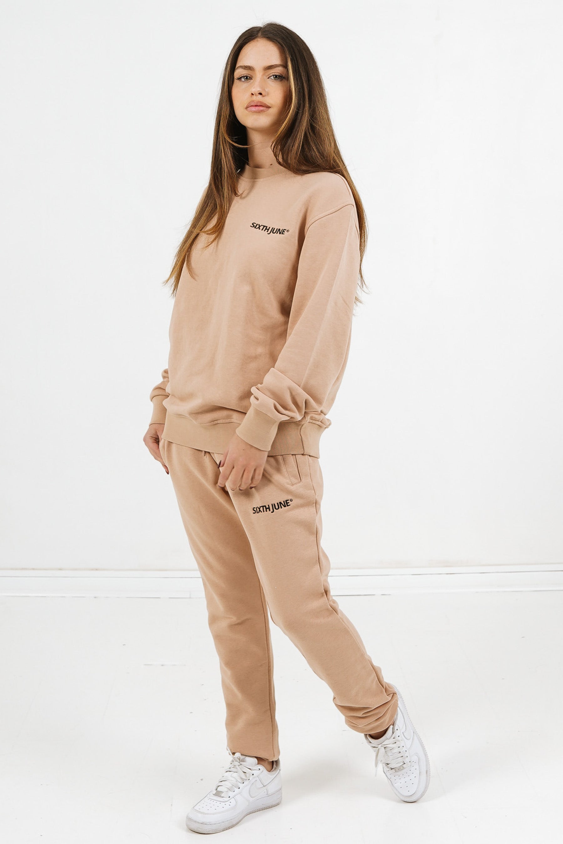 Sixth June - Jogging + sweat logo brodé Beige