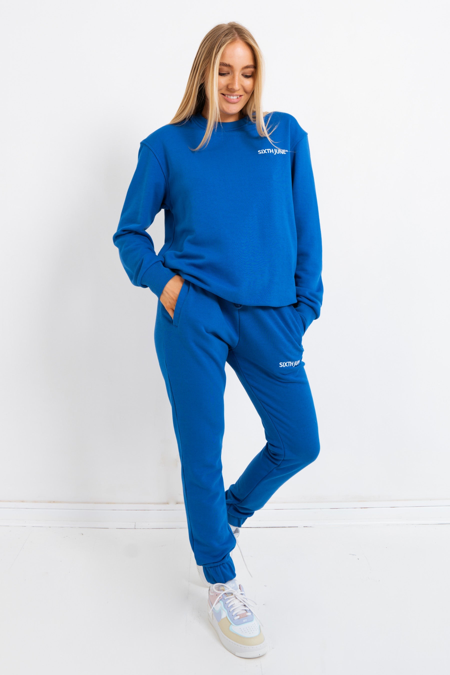 Sixth June - Jogging + sweat logo brodé Bleu foncé