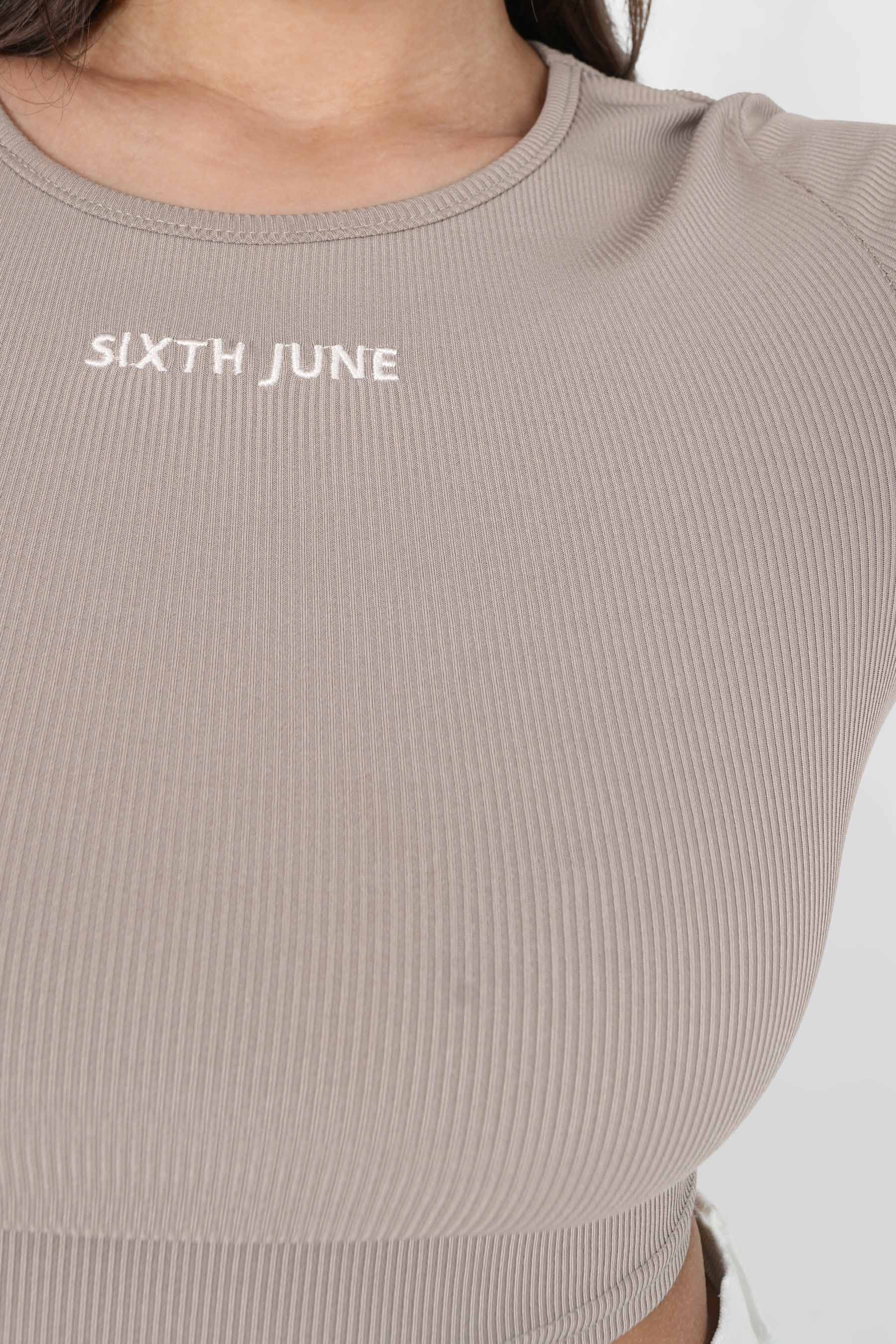 Backless cropped top Beige