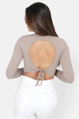 Backless cropped top Beige