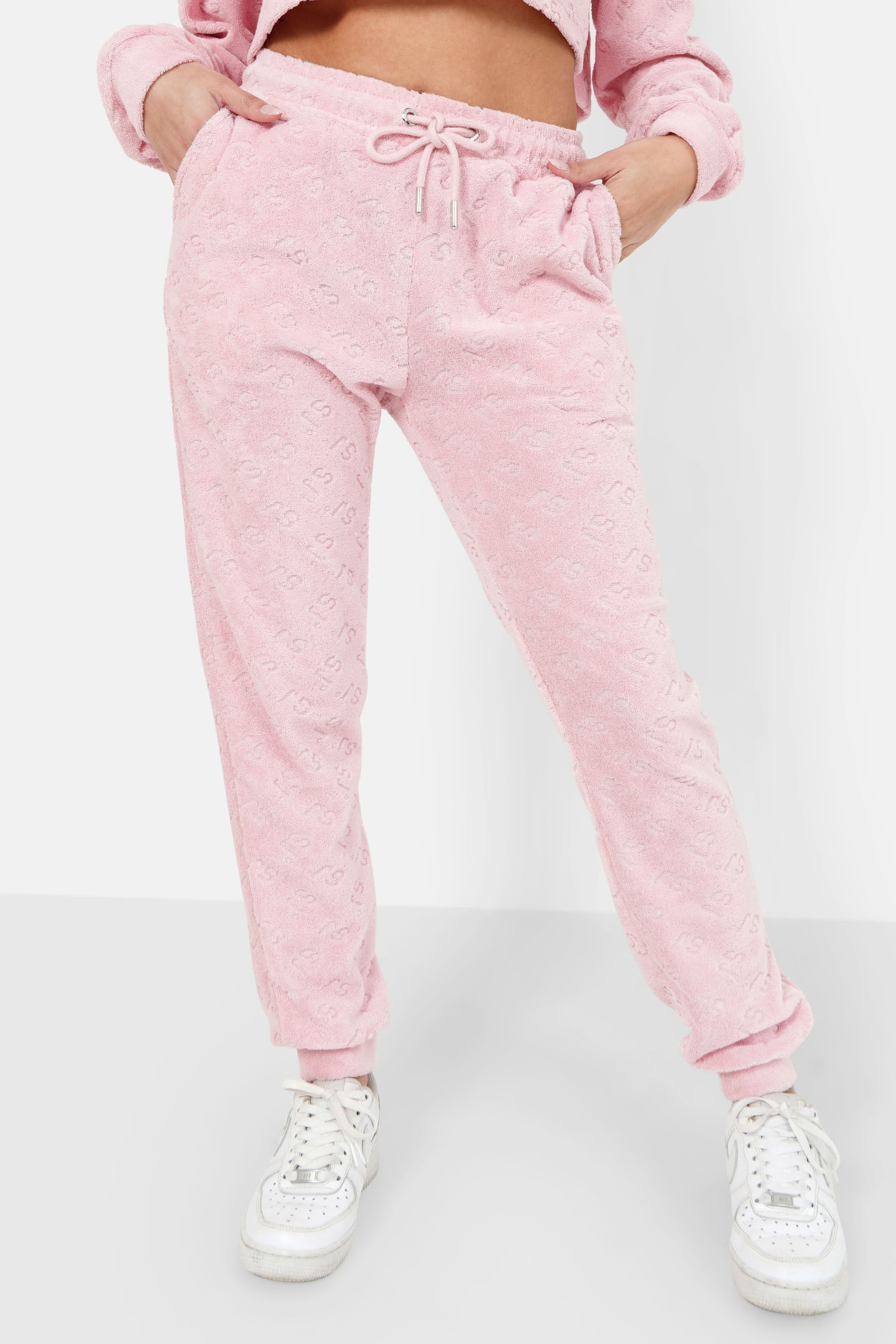 Monogram towel joggers Pink