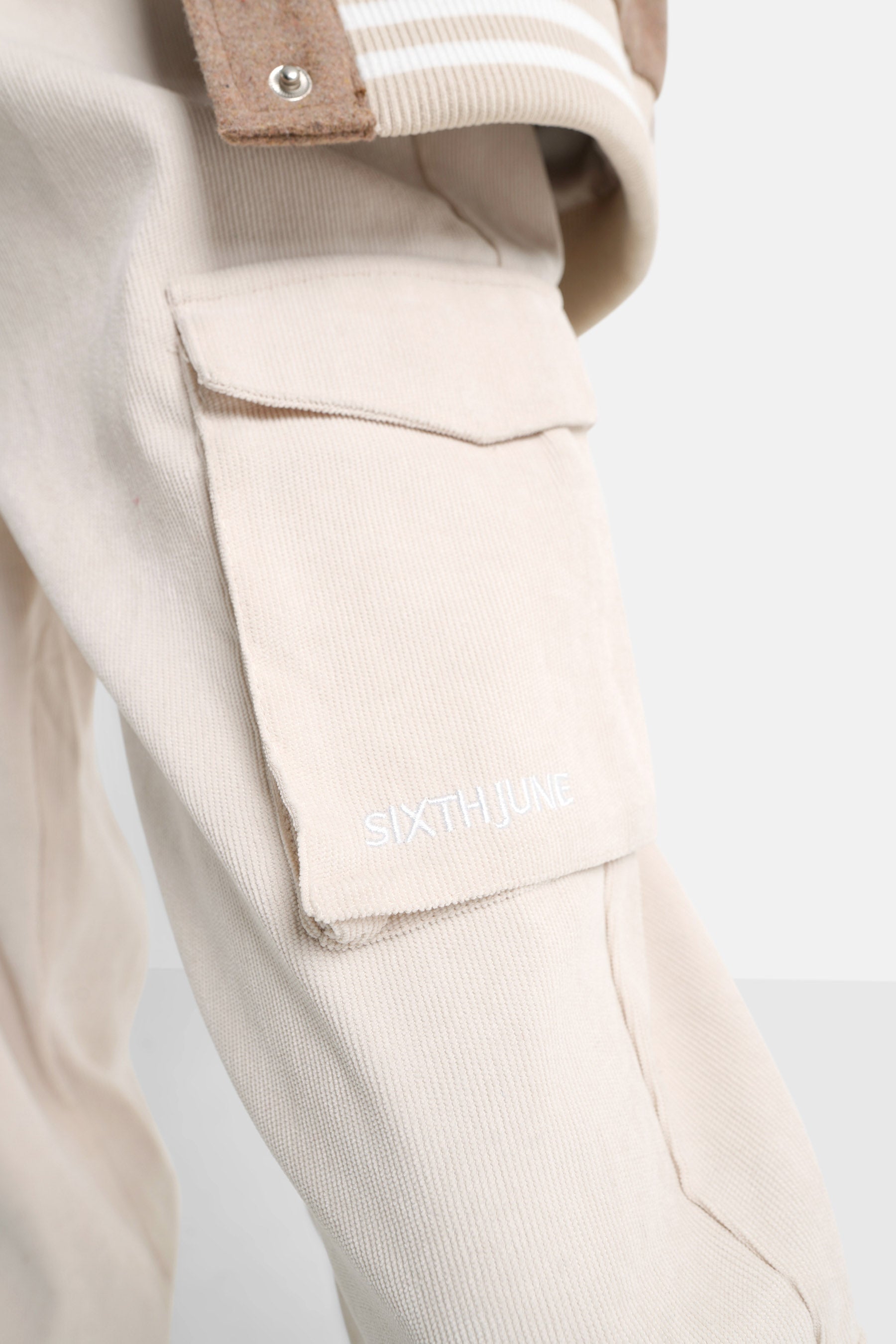 Sixth June - Pantalon cargo côtelé Beige