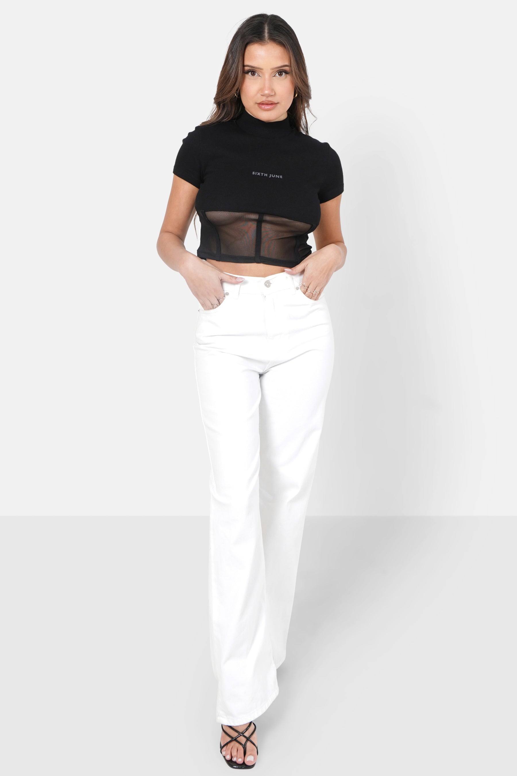 Top court corset transparent Noir