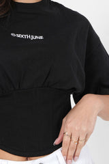 T-shirt corset court Noir
