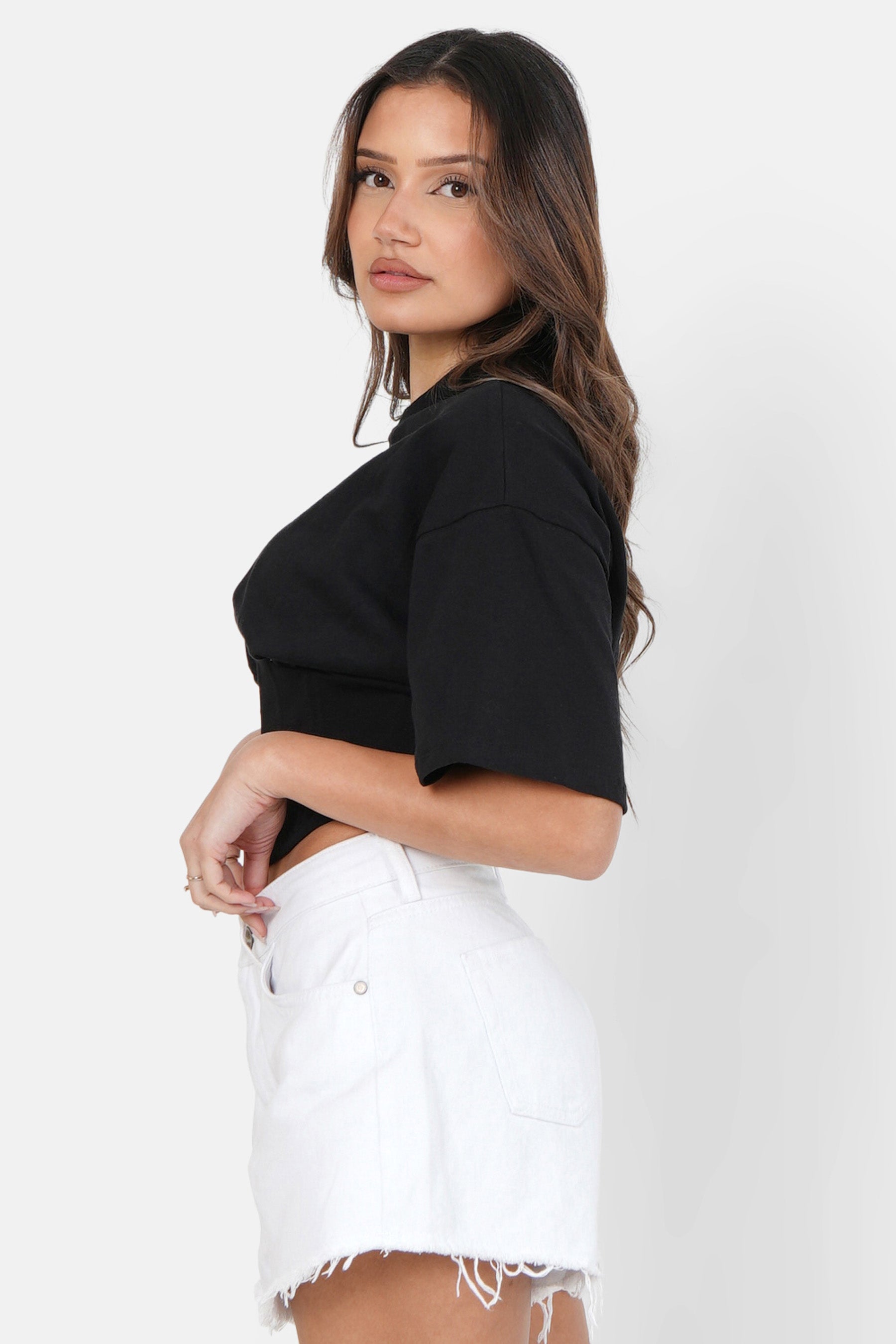 Corset cropped t-shirt Black