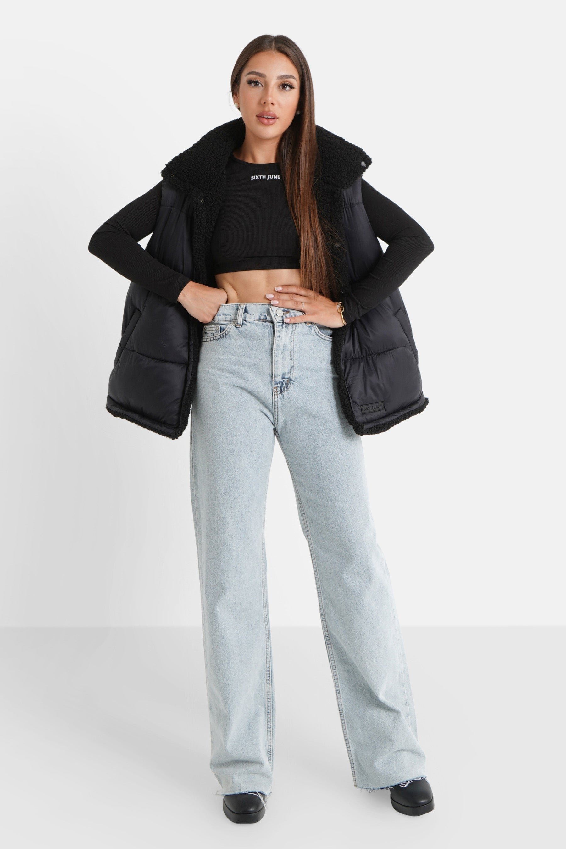 Sixth June - Doudoune sans manches reversible sherpa Noir