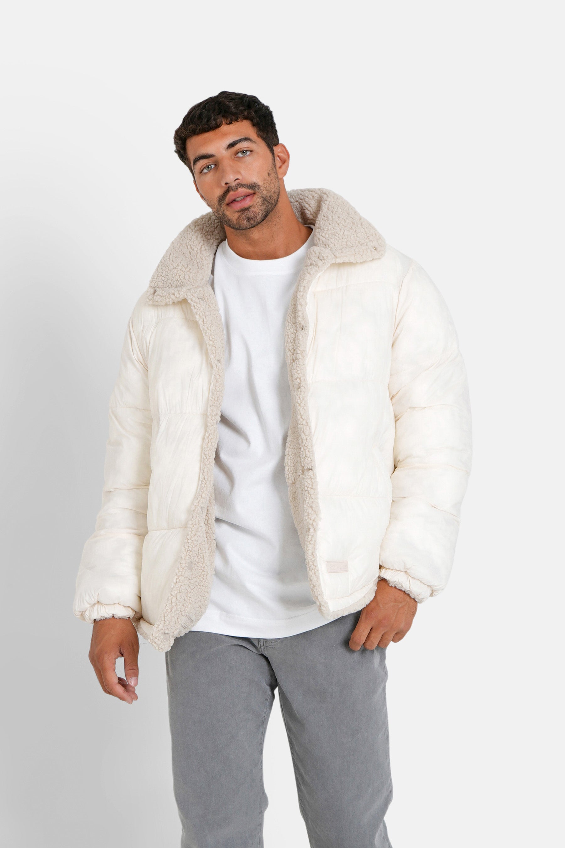 Sixth June - Doudoune courte réversible sherpa Beige clair