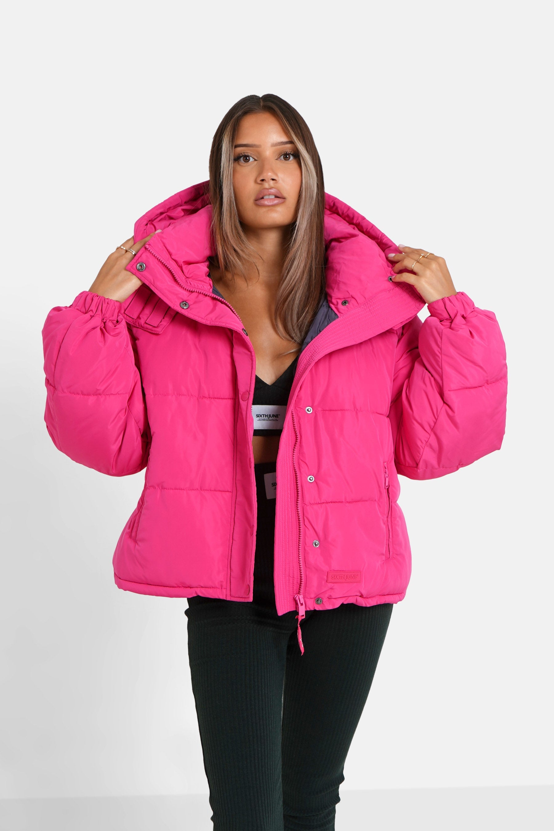 Padded short puffer hood Pink – Sixth June