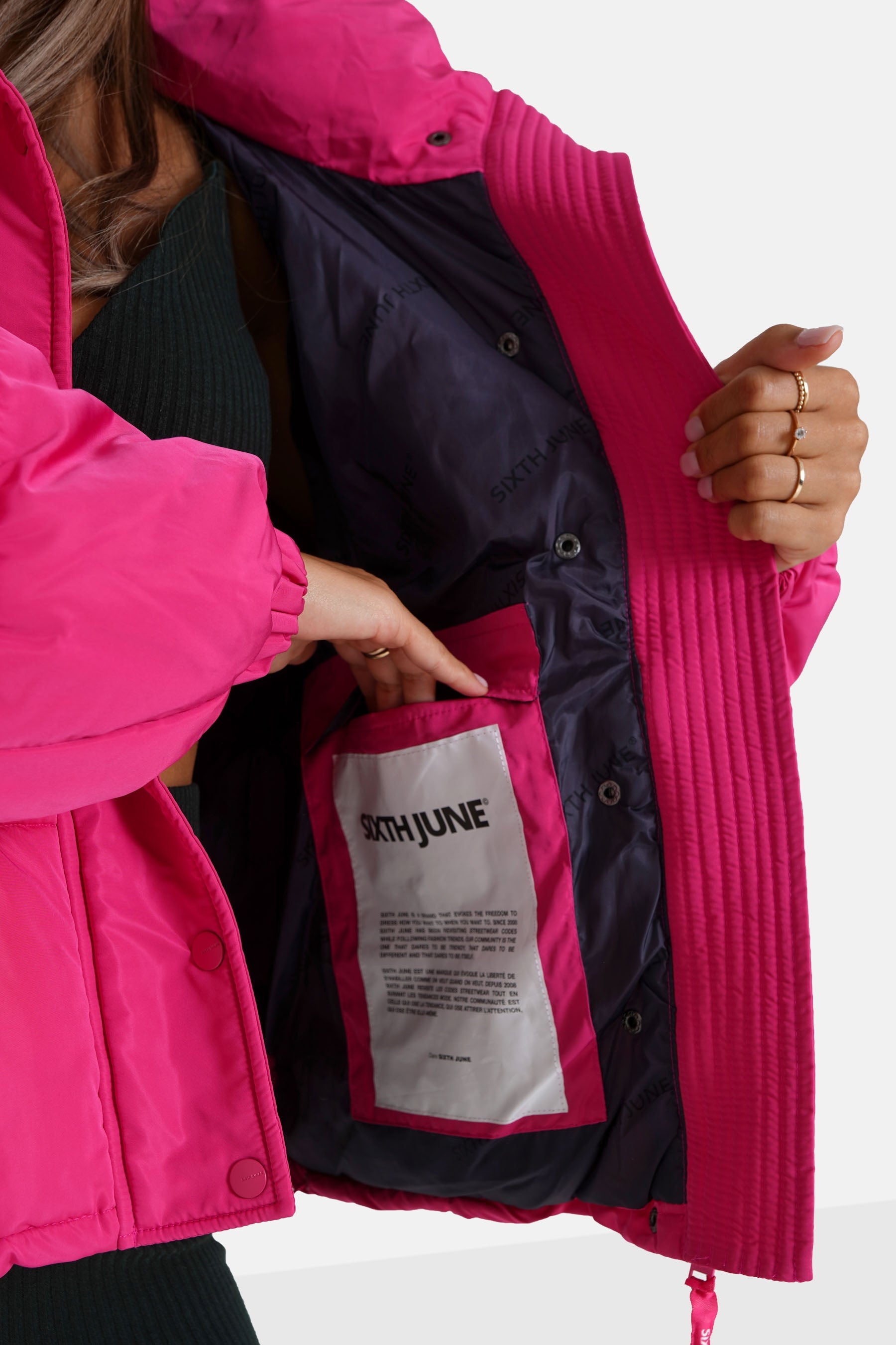 Padded short puffer hood Pink – Sixth June