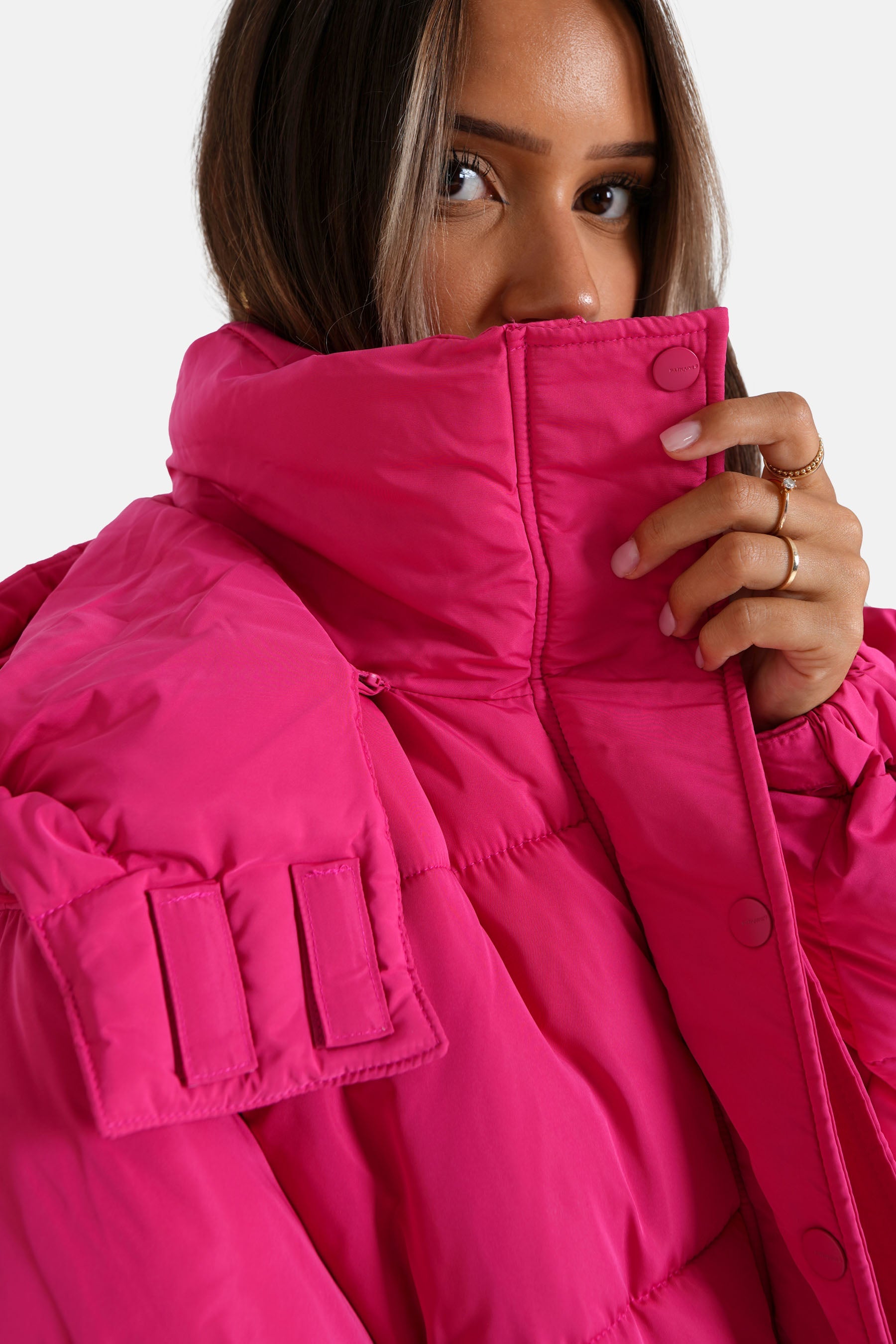 Padded short puffer hood Pink – Sixth June