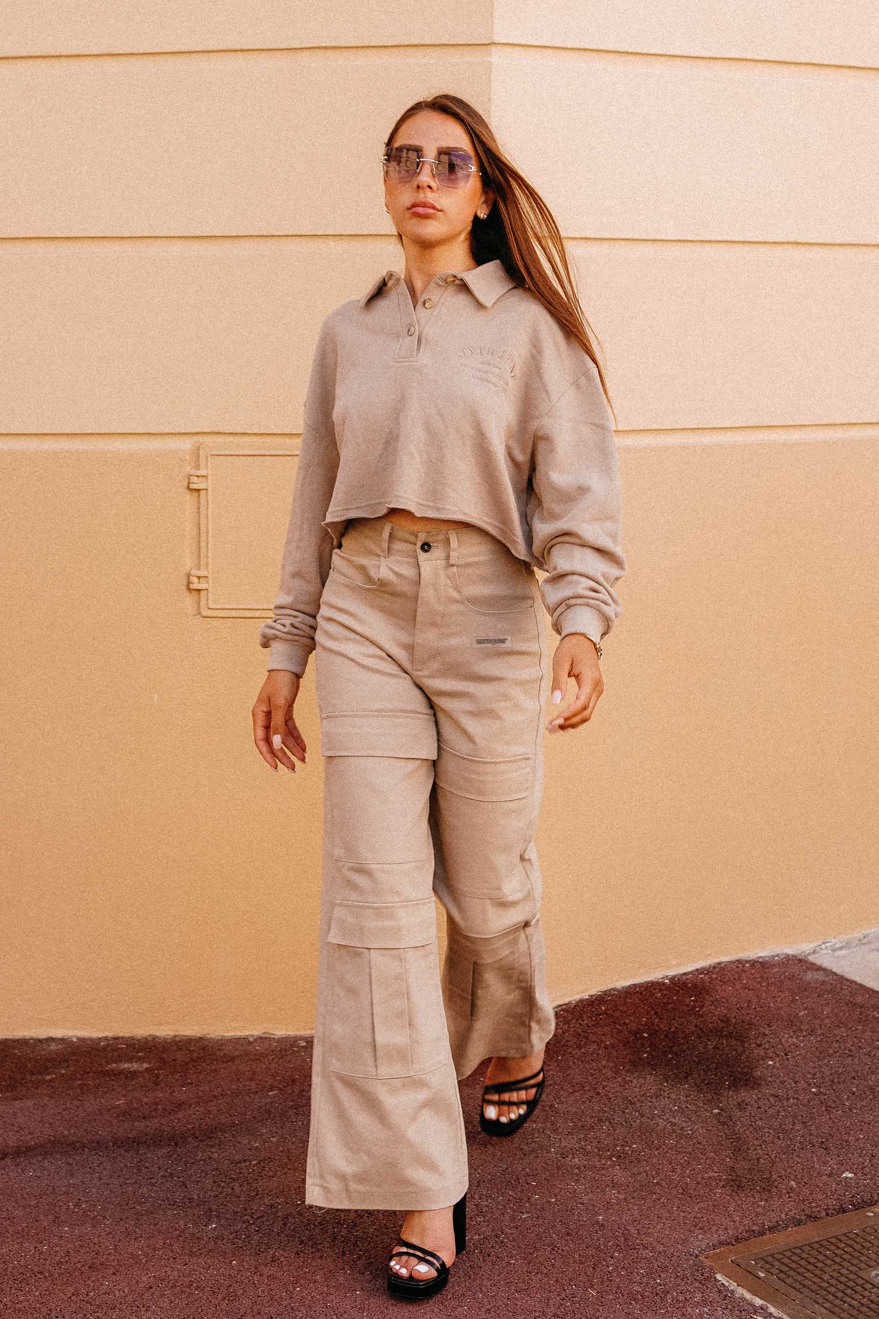 Sixth June - Pantalon droit poches cargo Beige