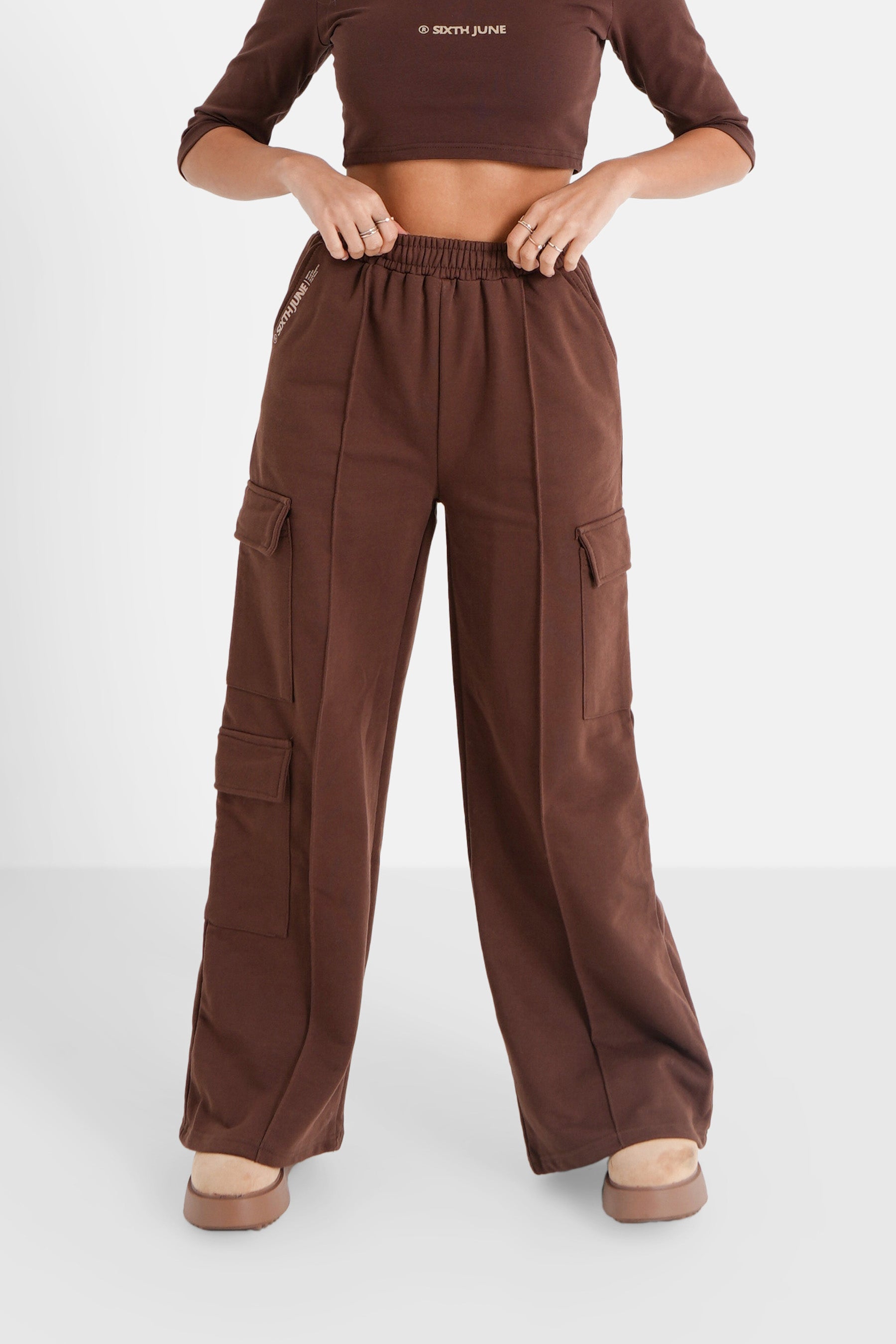 Sixth June - Pantalon molletonné loose cargo Marron