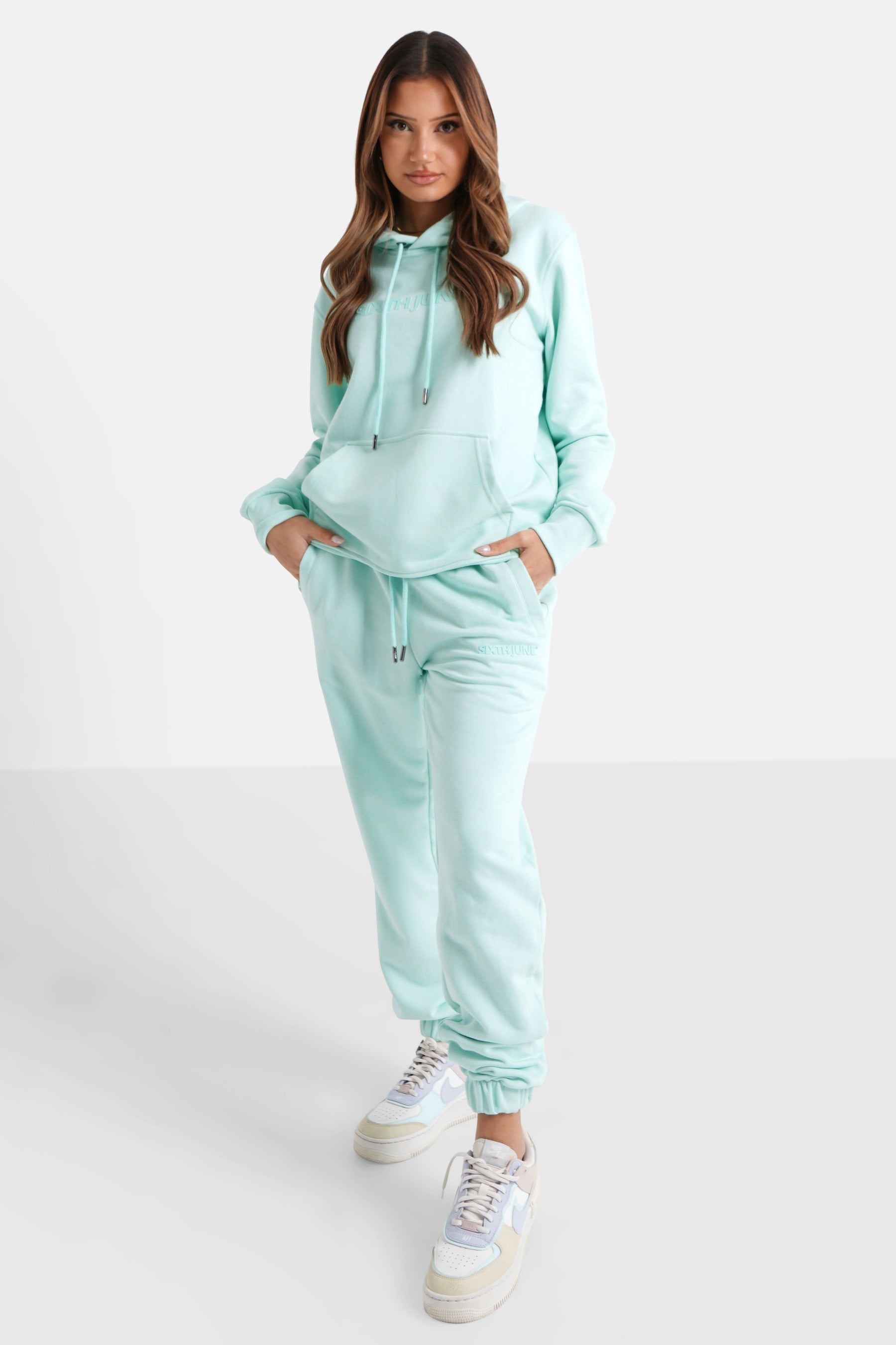 Sixth June - Jogging + sweat capuche logo gommé Vert clair