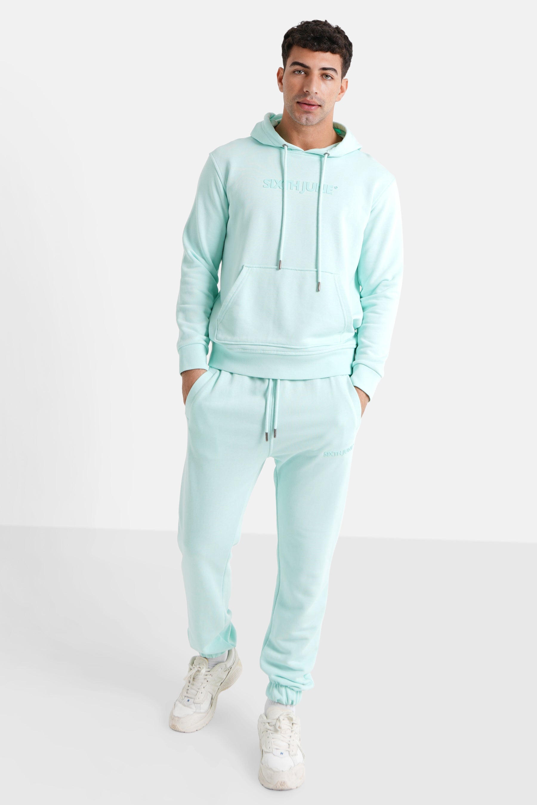 Sixth June - Jogging + sweat capuche logo gommé Vert clair