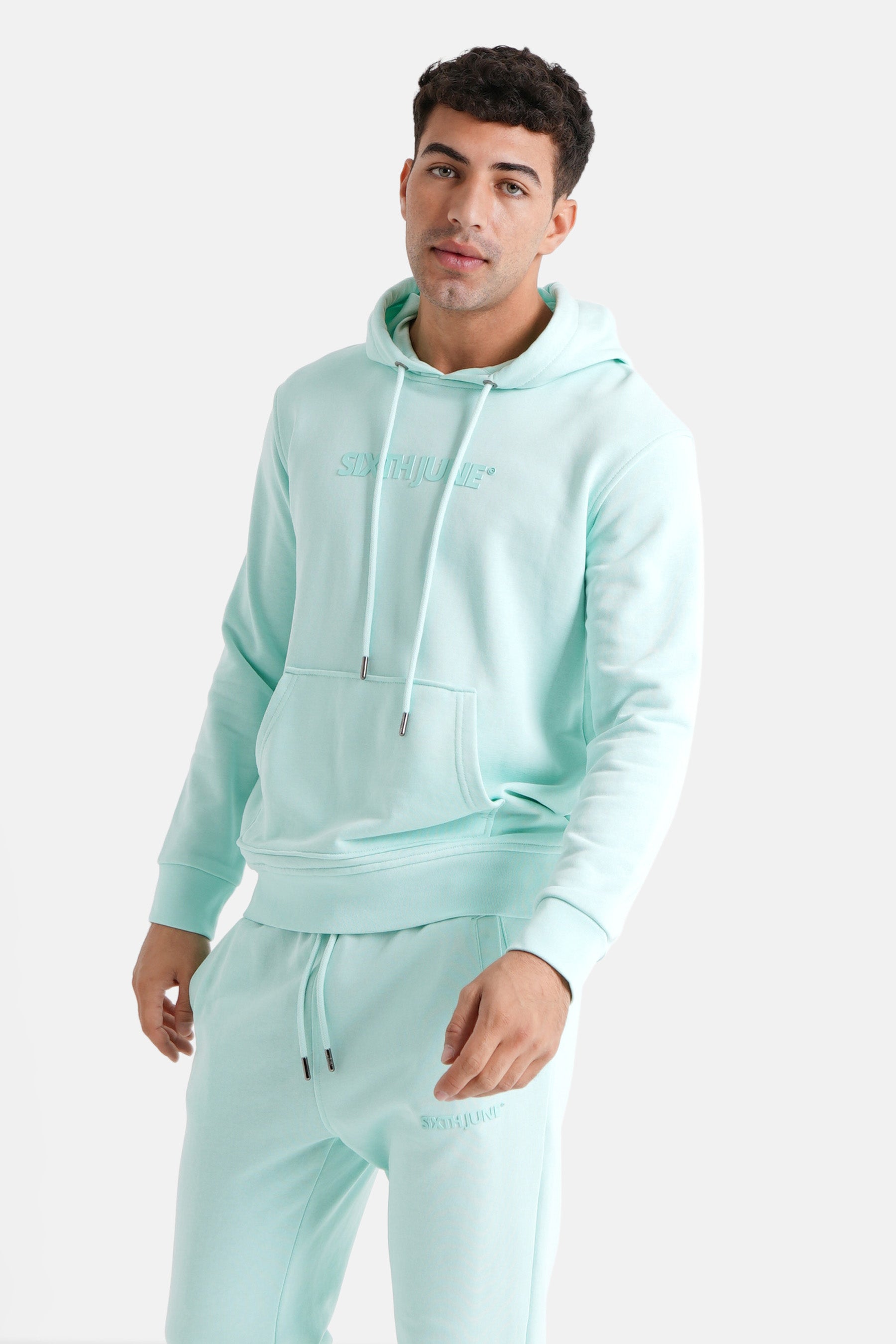 Sixth June - Jogging + sweat capuche logo gommé Vert clair