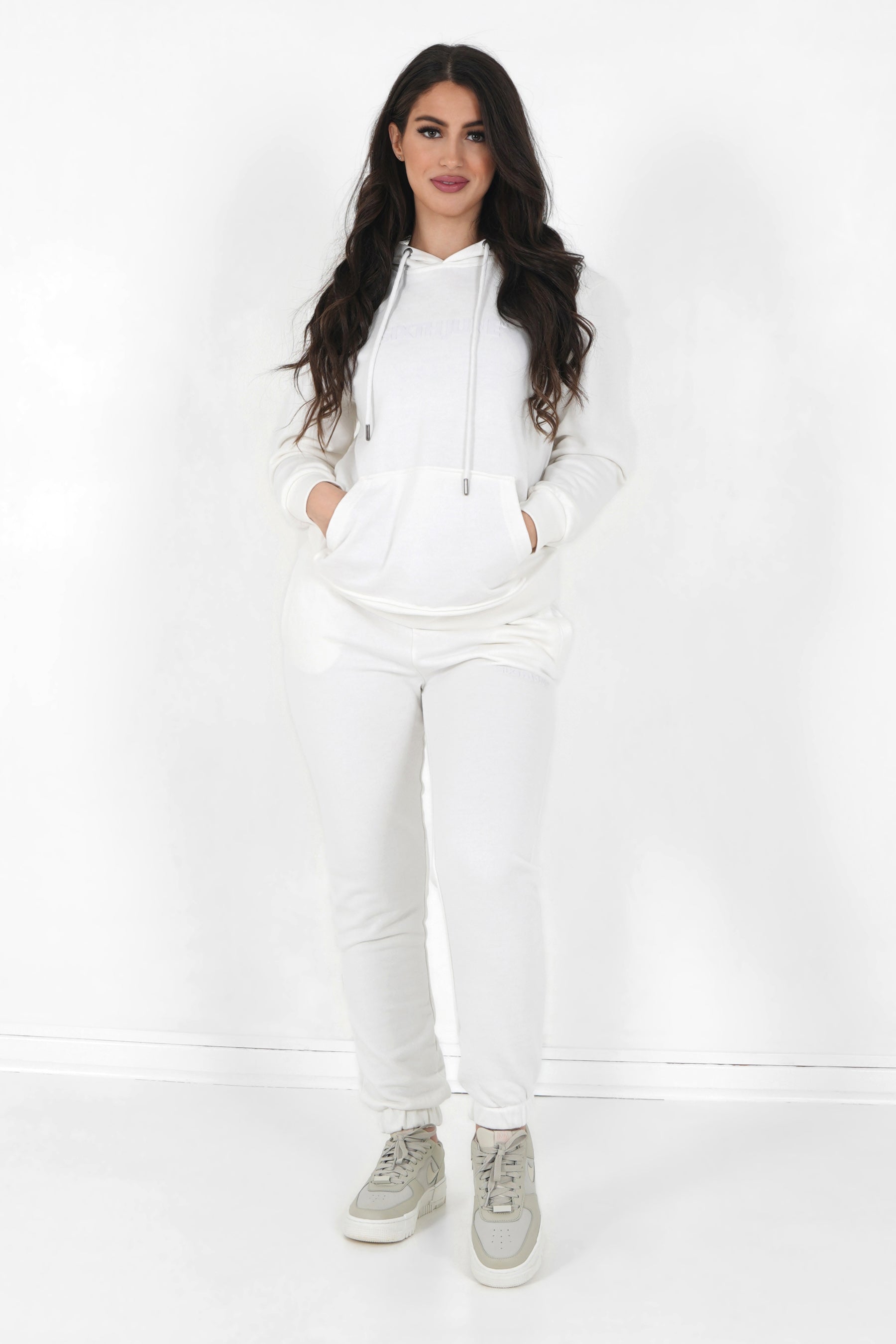 Sixth June - Jogging + sweat capuche logo gommé Blanc