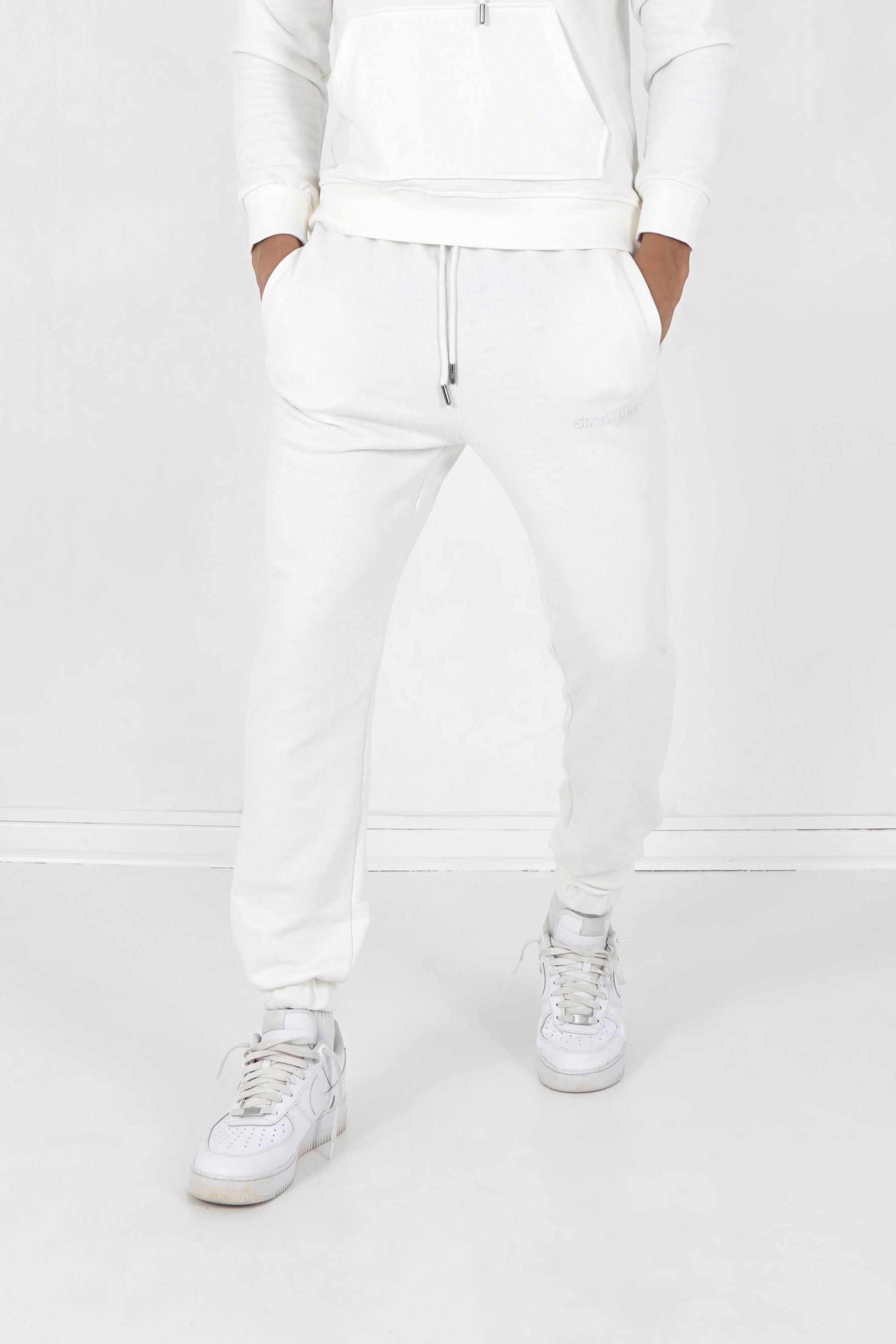 Sixth June - Jogging + sweat capuche logo gommé Blanc