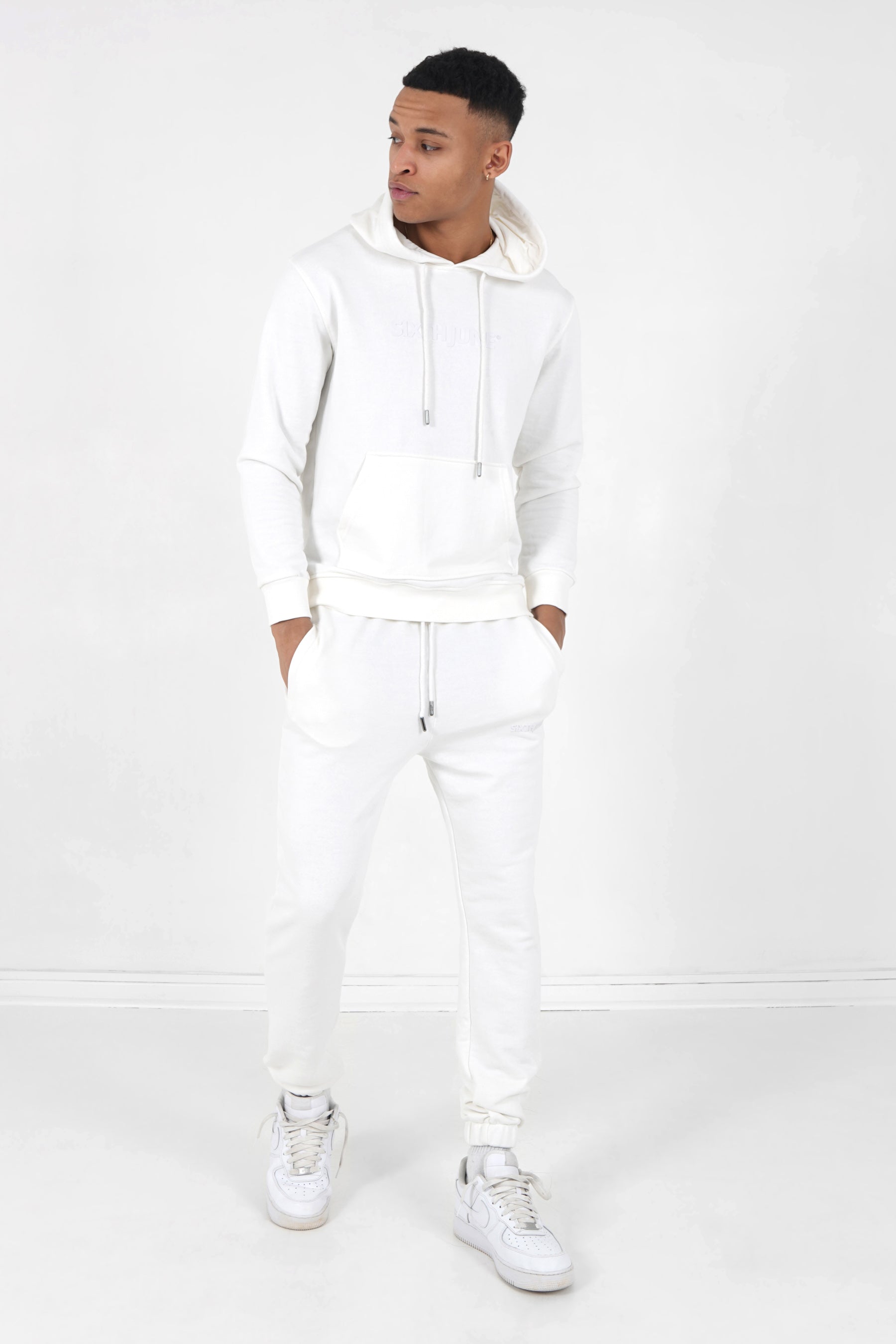 Sixth June - Jogging + sweat capuche logo gommé Blanc