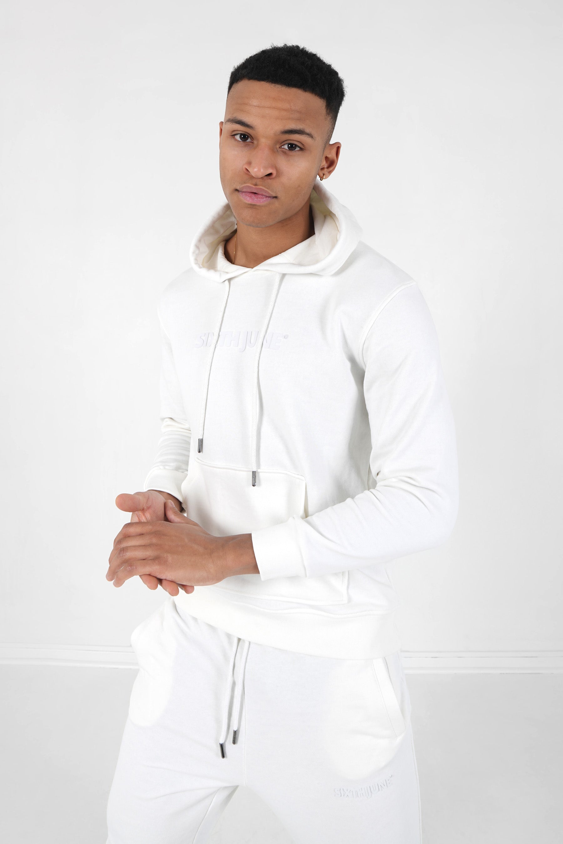 Sixth June - Jogging + sweat capuche logo gommé Blanc