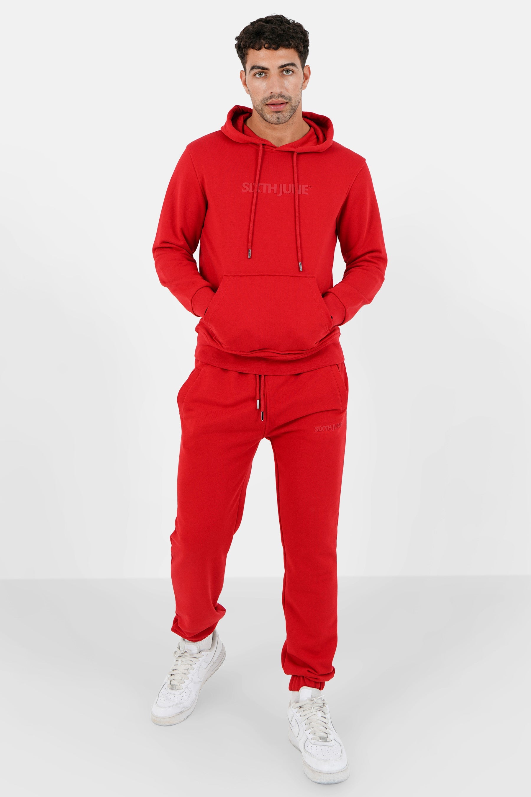 Sixth June - Jogging + sweat capuche logo gommé Rouge